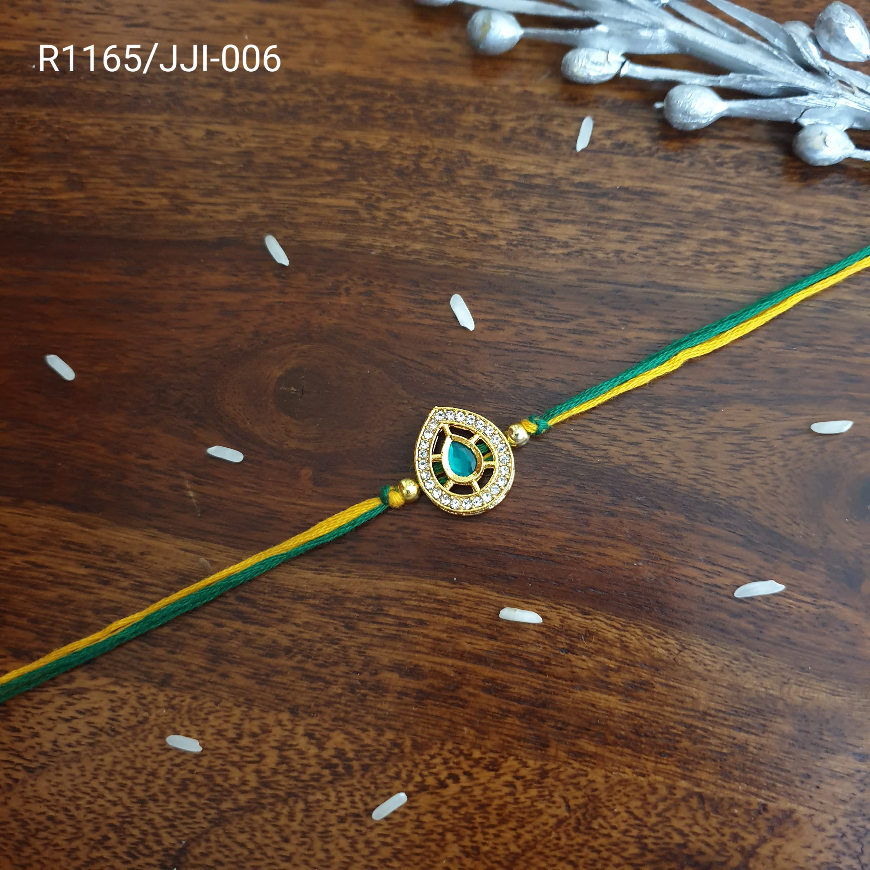 Teardrop Green Stone Rakhi