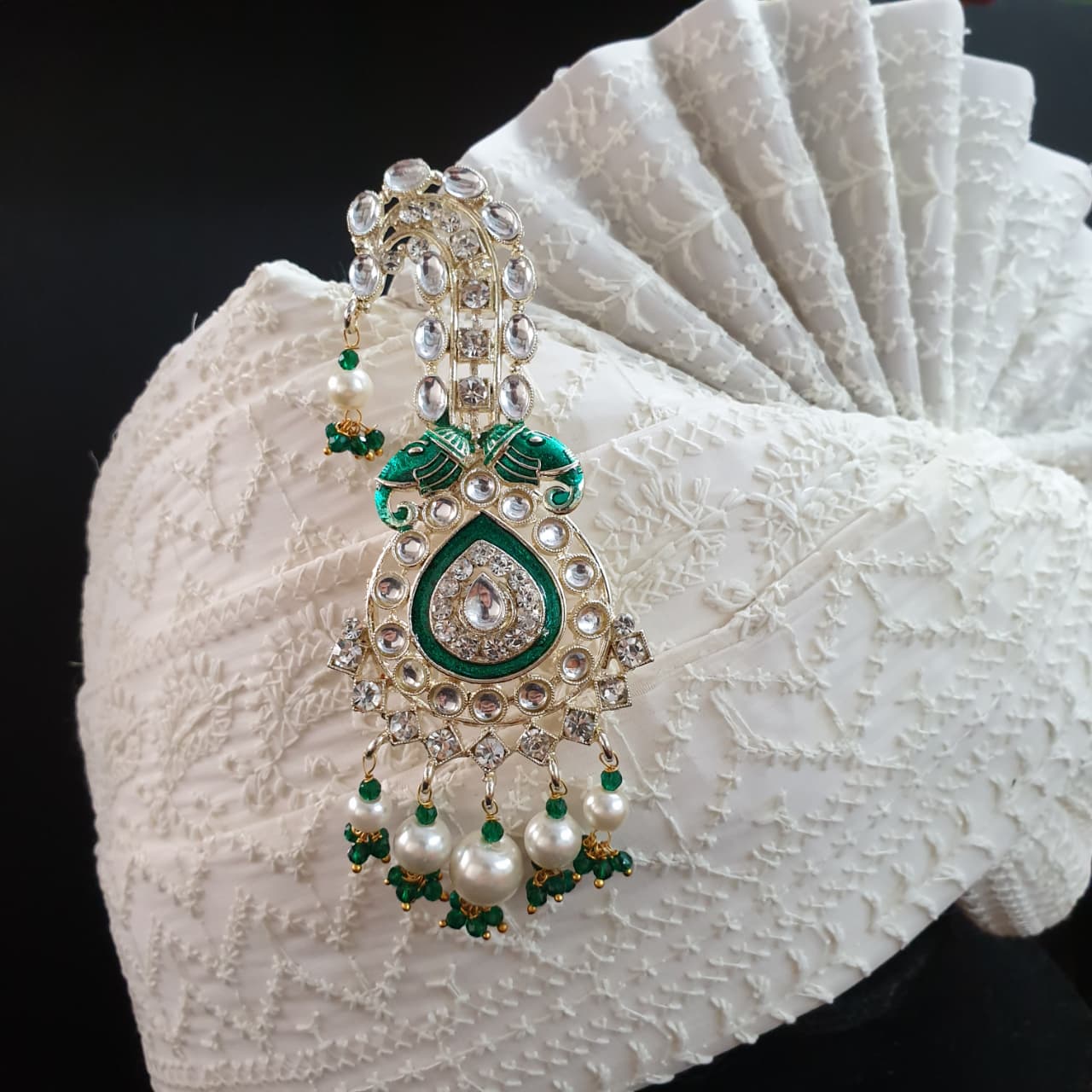 Green Elephant Kundan Kilangi For Wedding