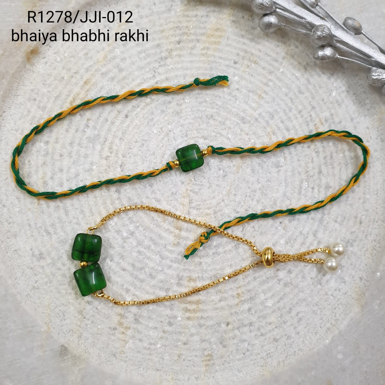 Green Stone Rakhi For Rakshabandhan