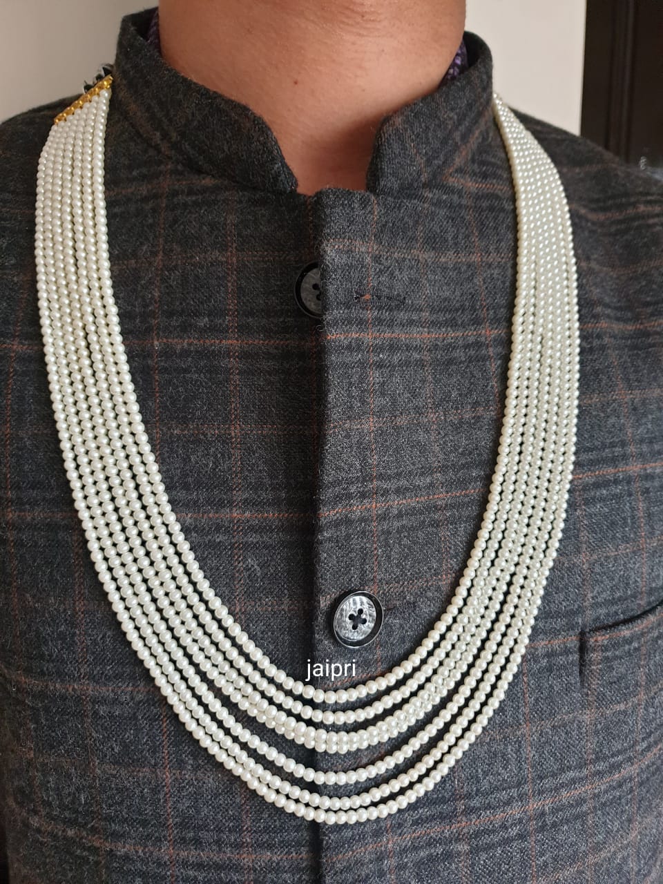 Seven Layered Small Pearl Groom Necklace