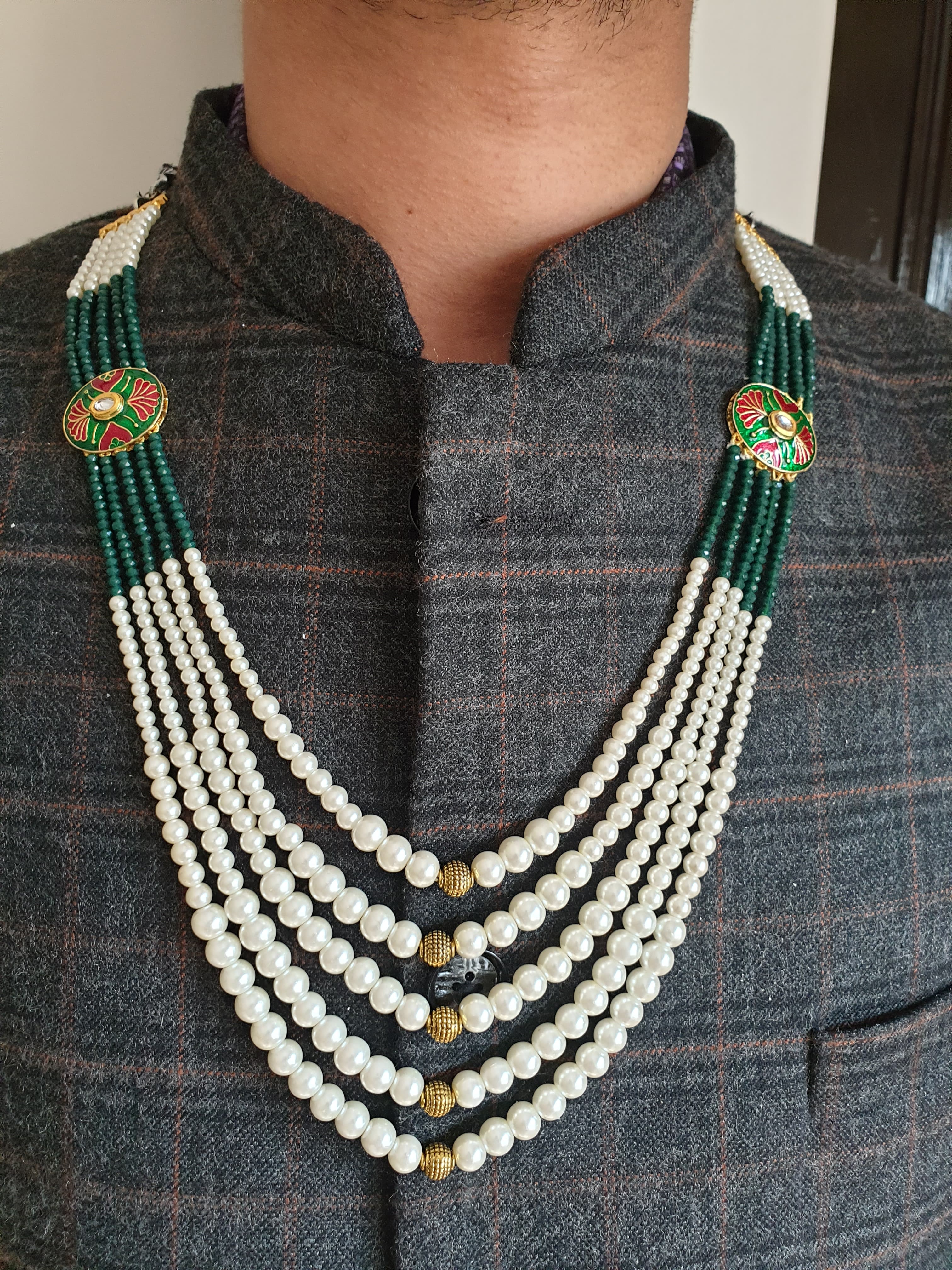 Kundan Meena Brooch Pearl Groom Wedding Jewellery