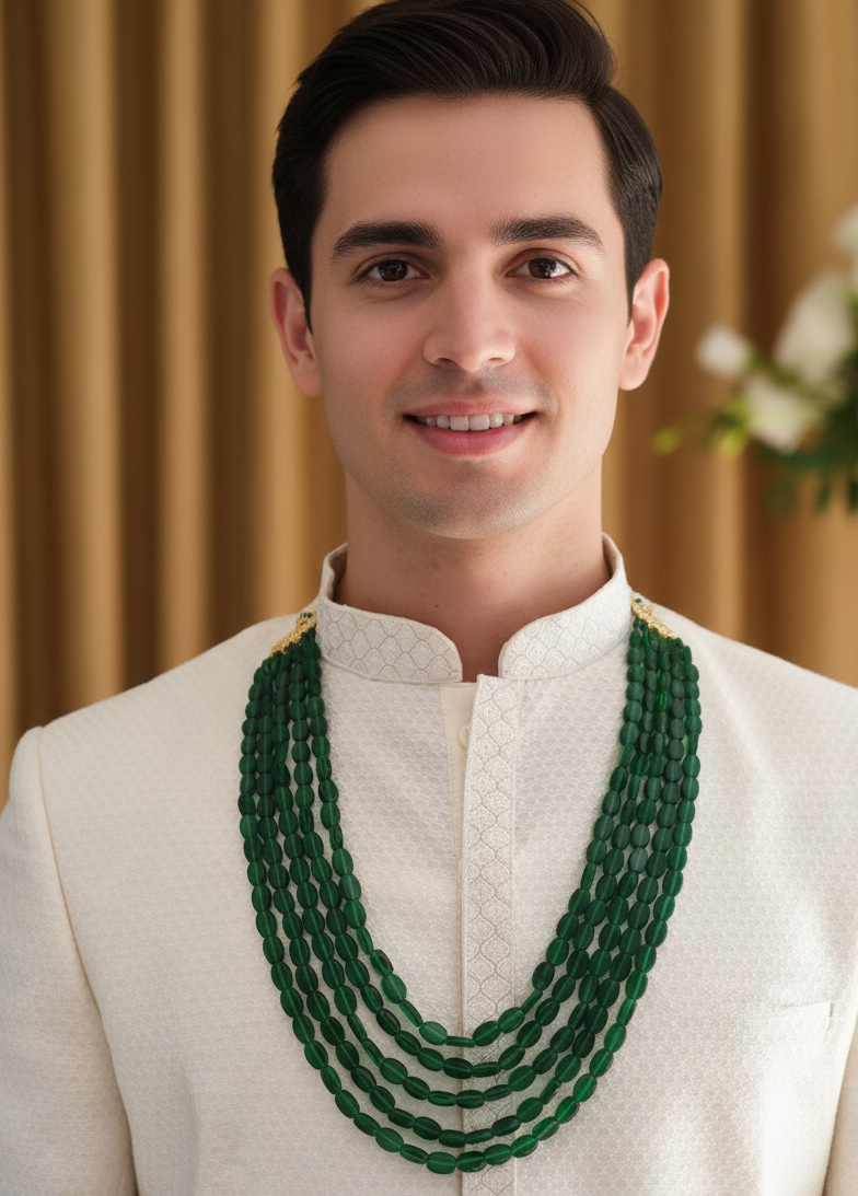 Emerald Green Stone Groom Wedding Necklace