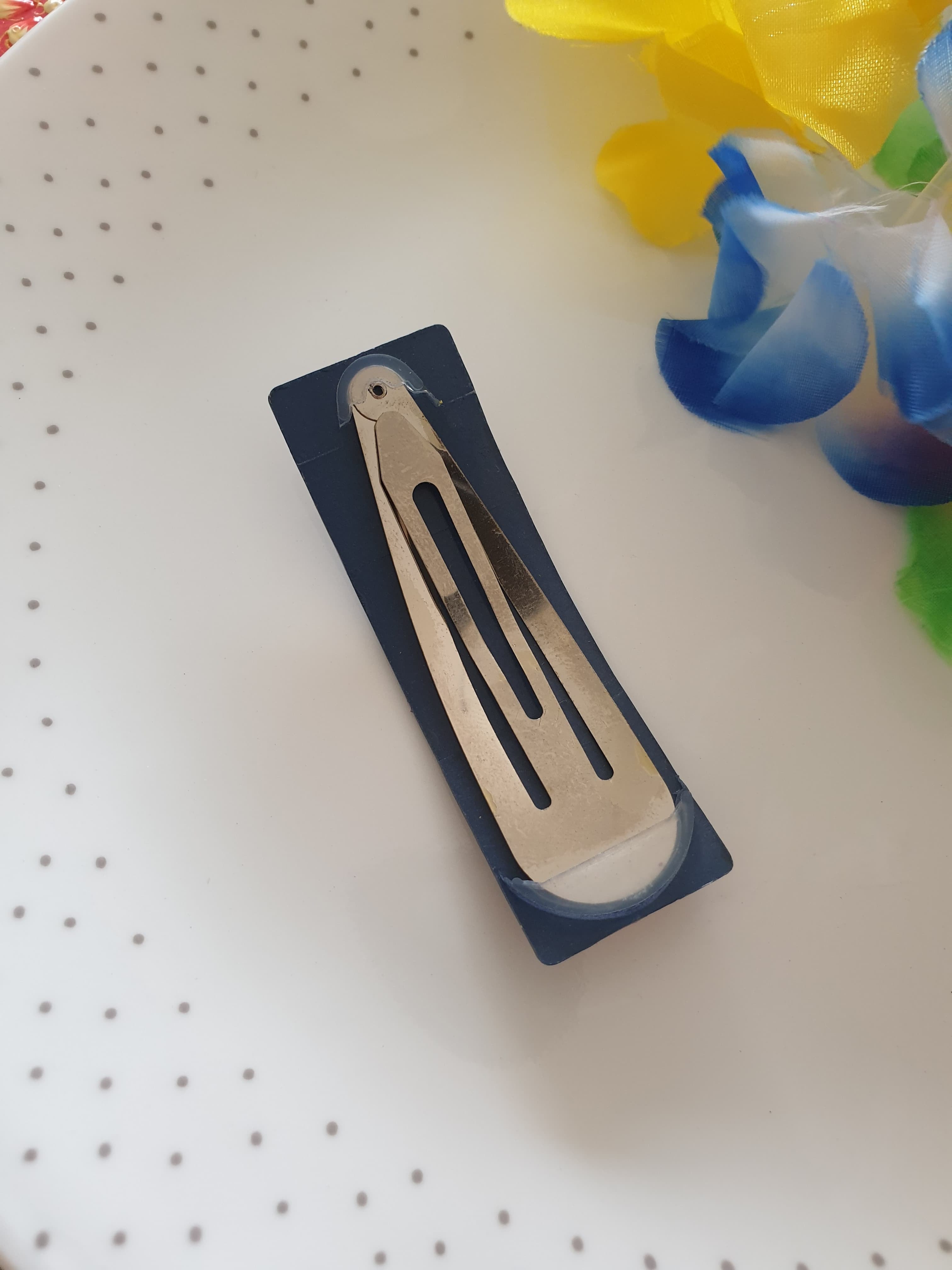 Blue Pink Handpainted Designer Hair Clip