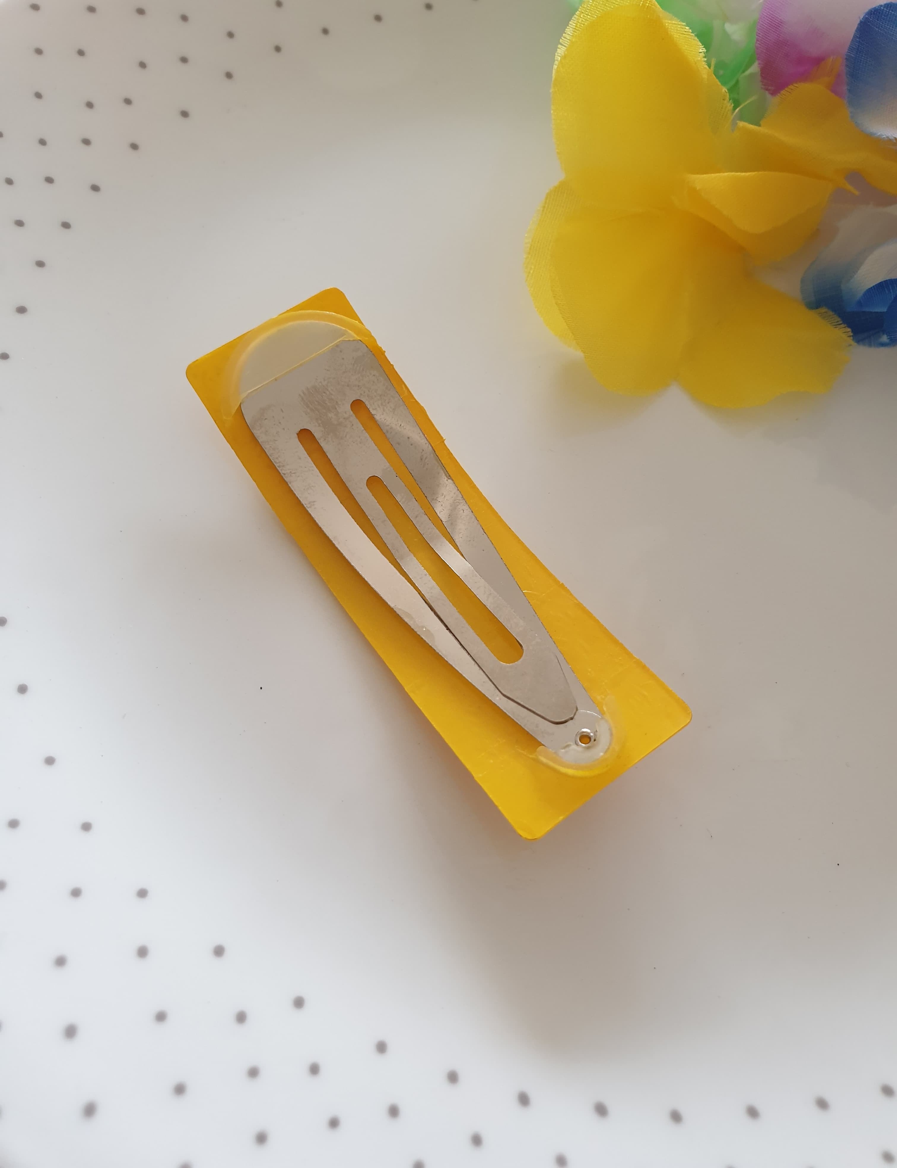 Yellow Handpainted Designer Hair Clip