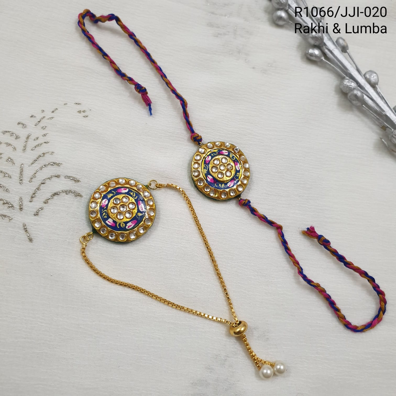 Kundan Meenanakri Floral Rakhi For rakshabandhan