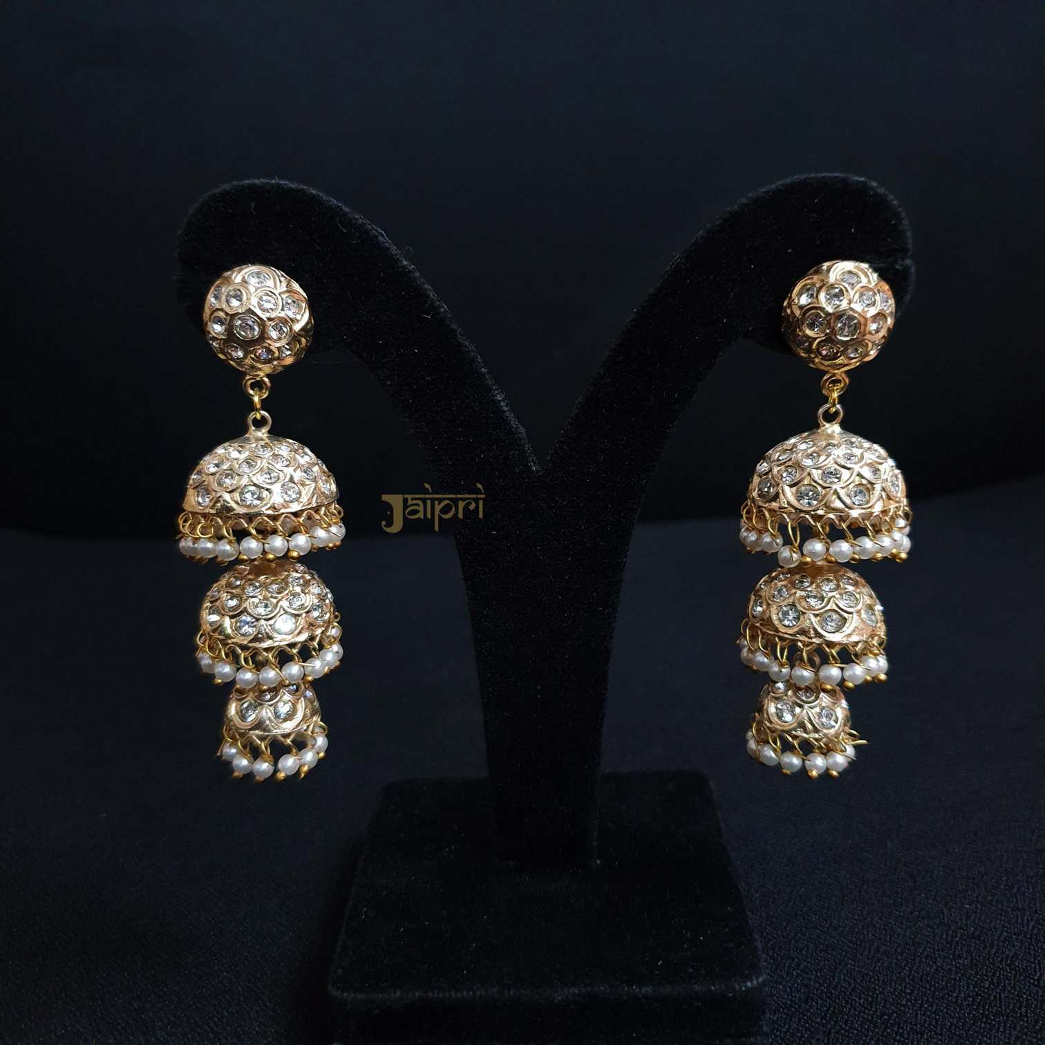 Pearl Jadau Jhumki Earrings