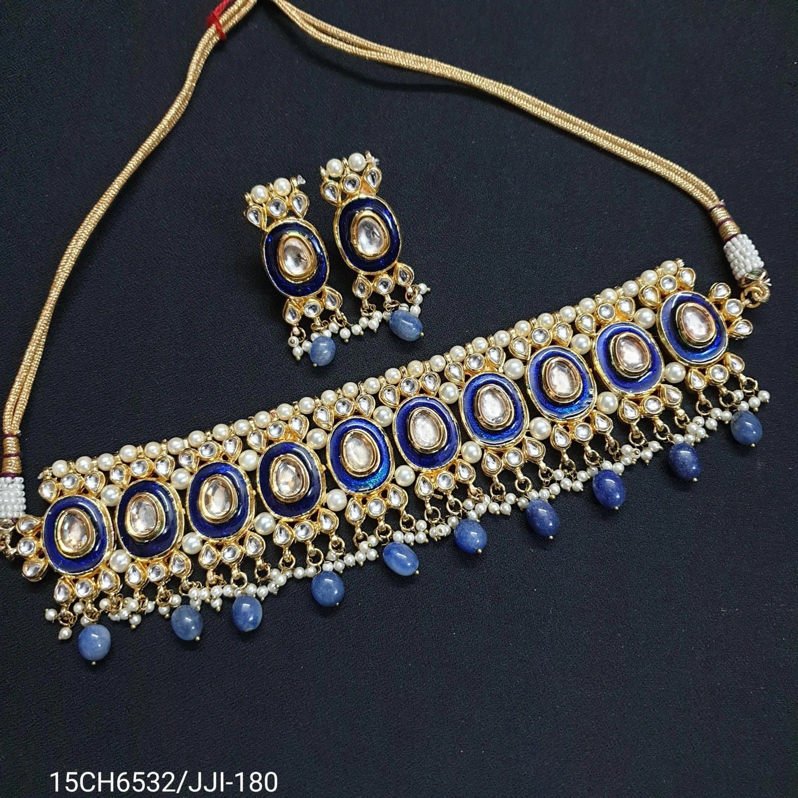Yami Blue Kundan Choker Necklace