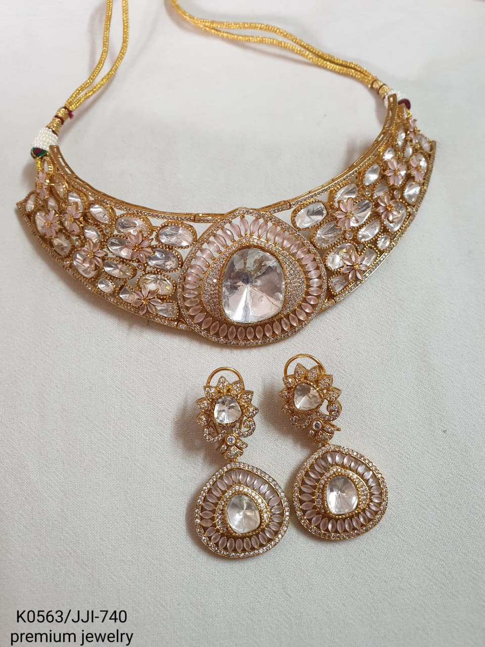 Kundan Polki Bridal Choker Necklace With Earrings
