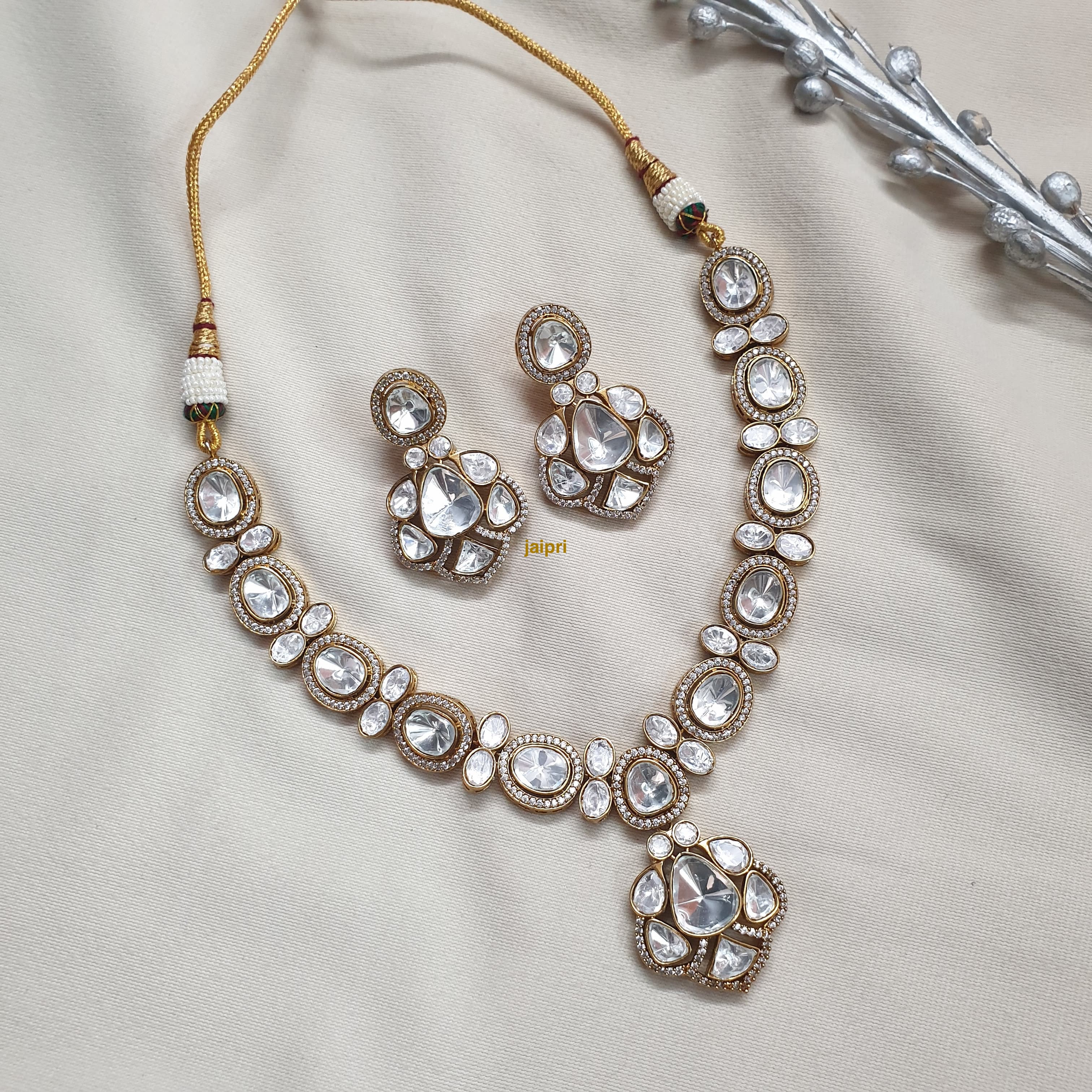 Kundan Polki Bridal Necklace With Earrings