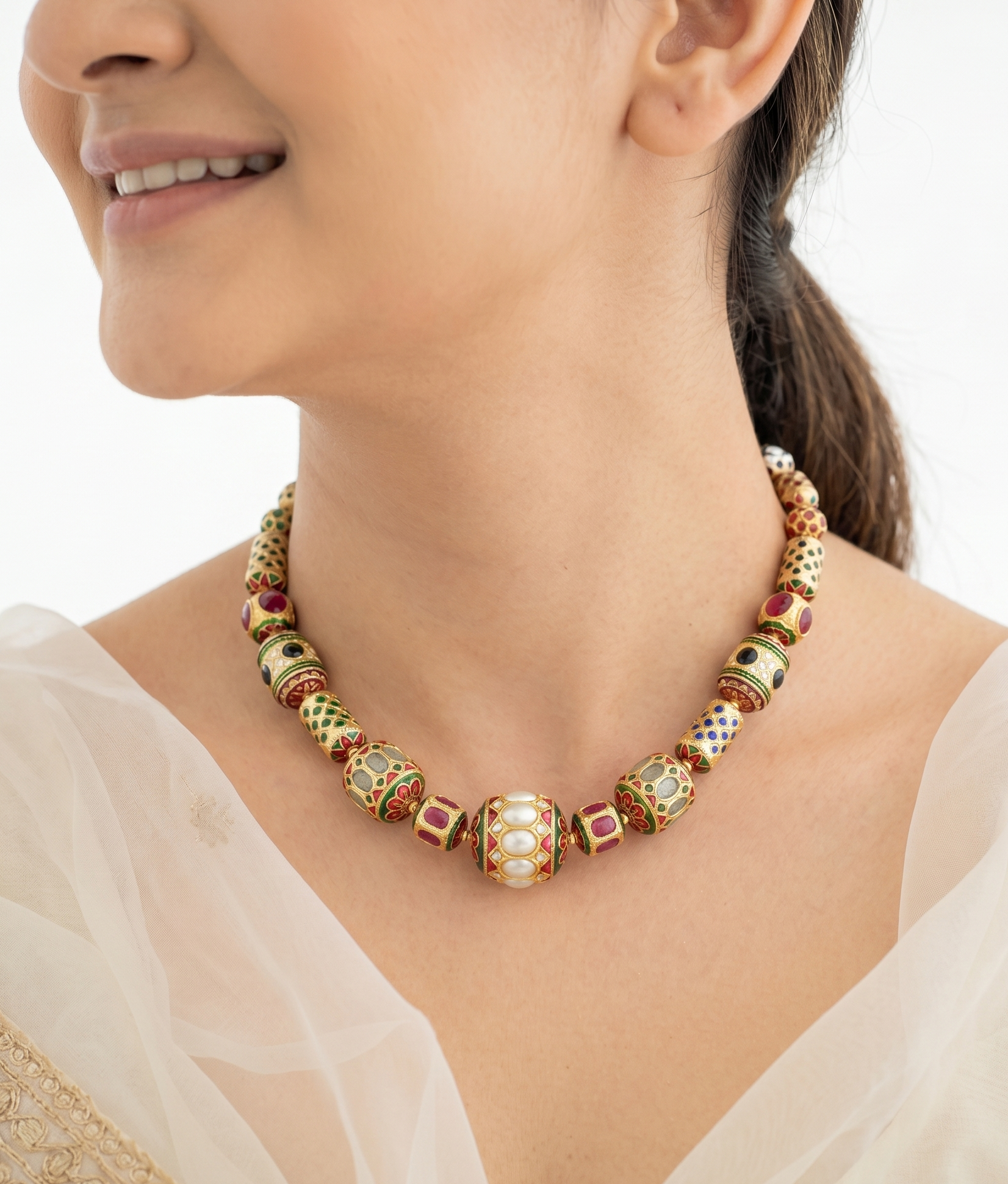 Designer Meenakari Jadau Stone Necklace