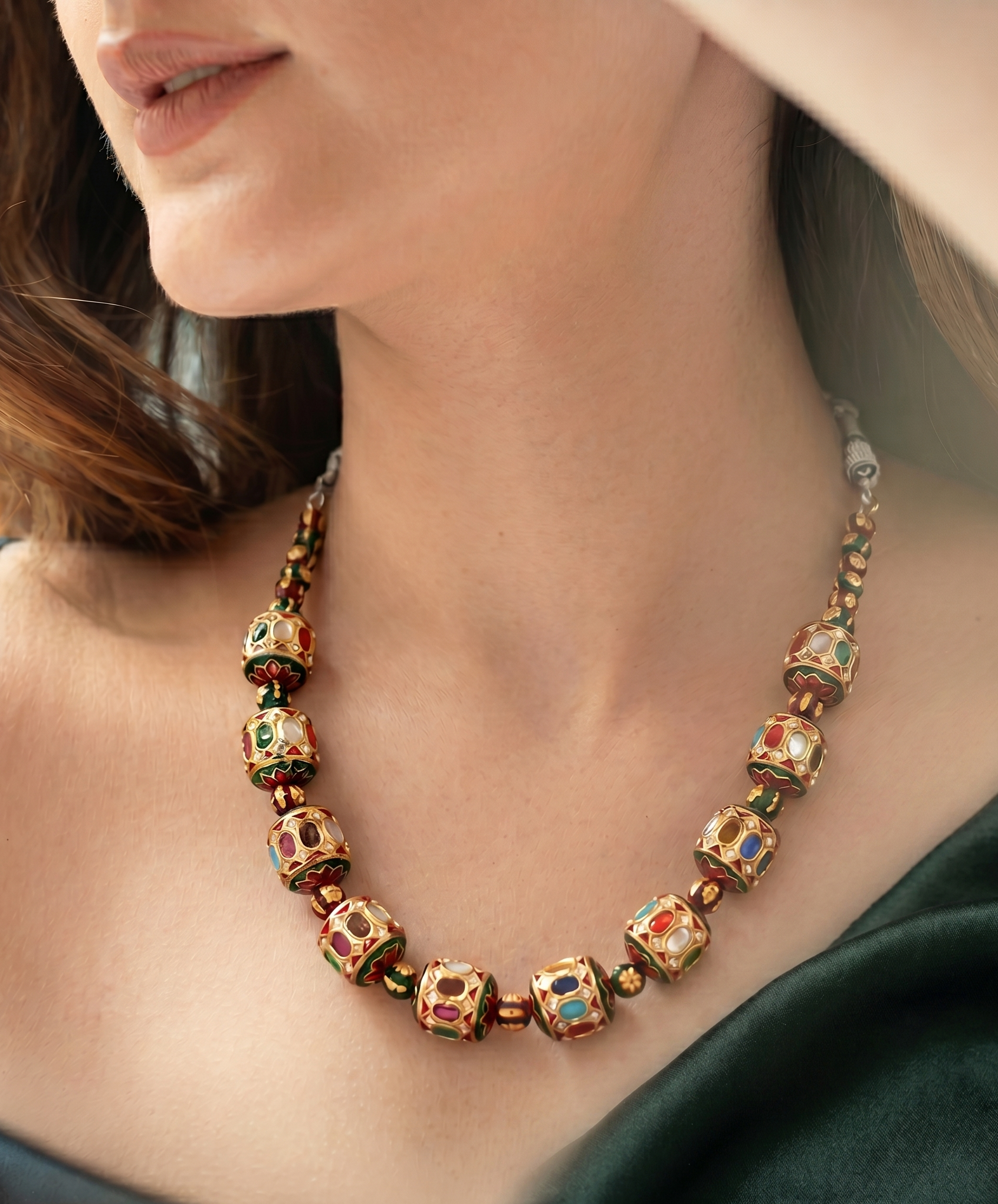 Meenakari Traditional Floral Necklace With Earrings