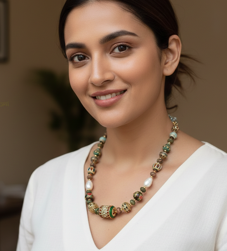 Meenakari Stone Beads Antique Necklace