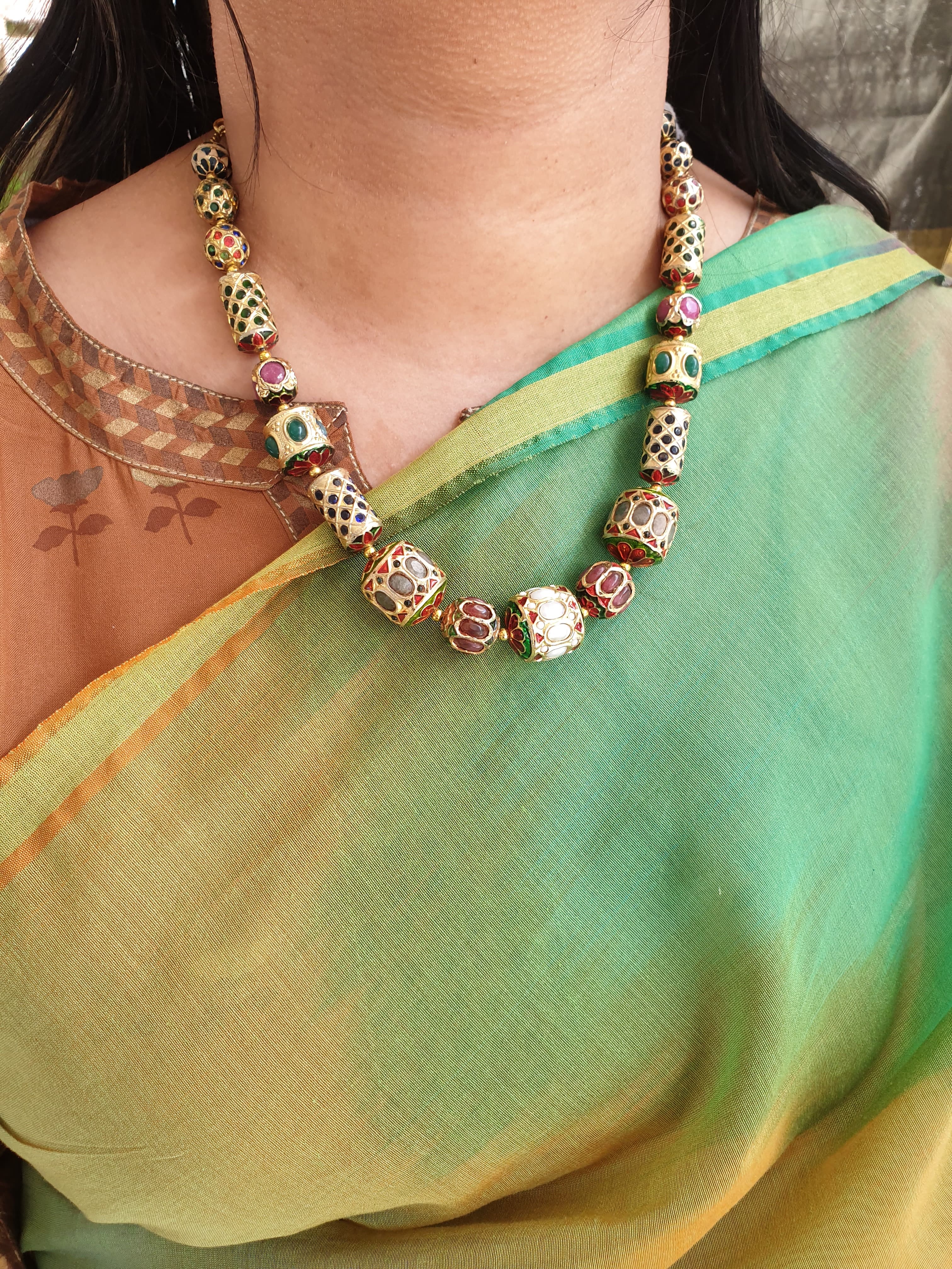 Designer Meenakari & Pearl Stone Necklace