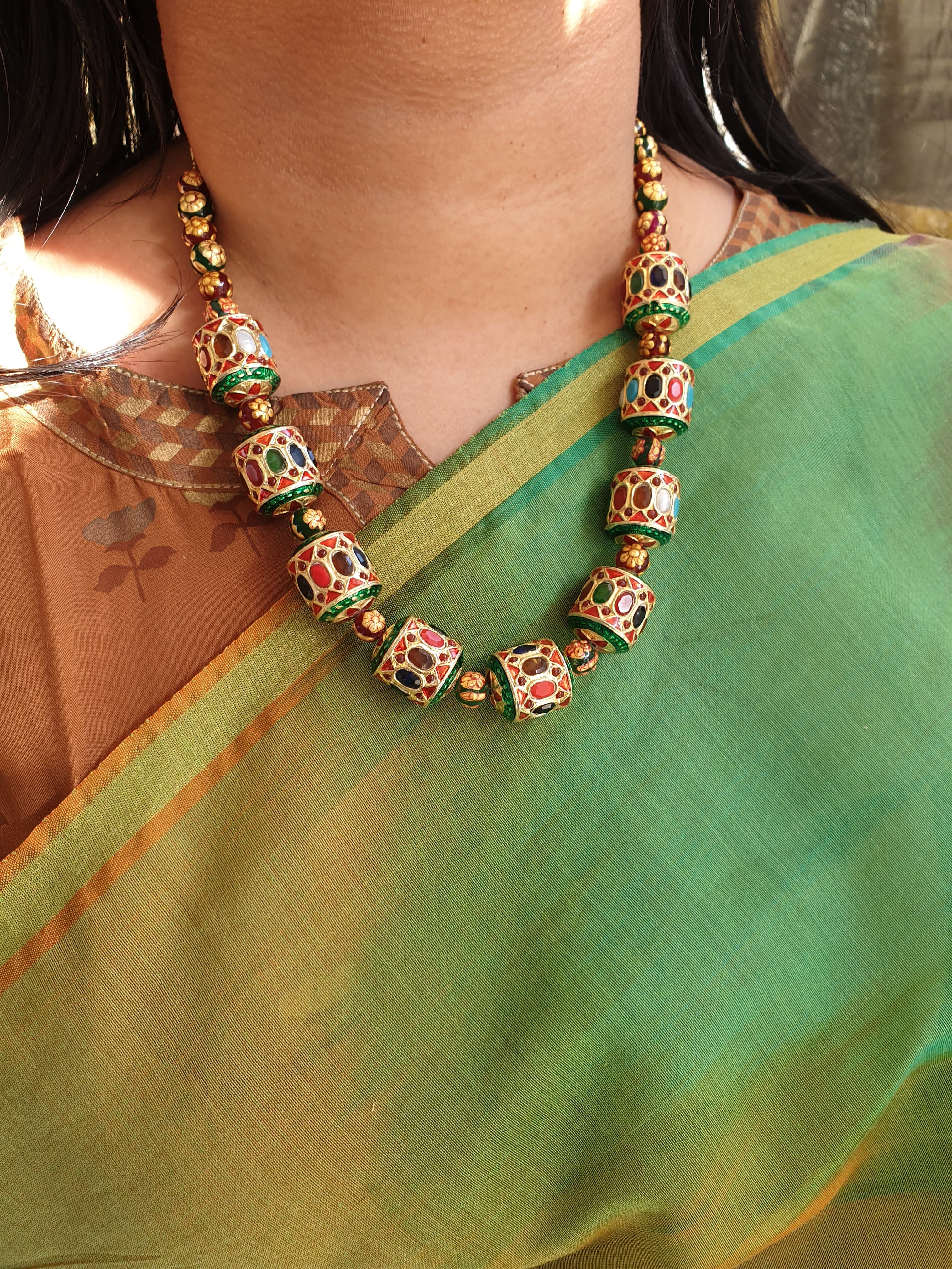 Meenakari Traditional Floral Necklace With Earrings