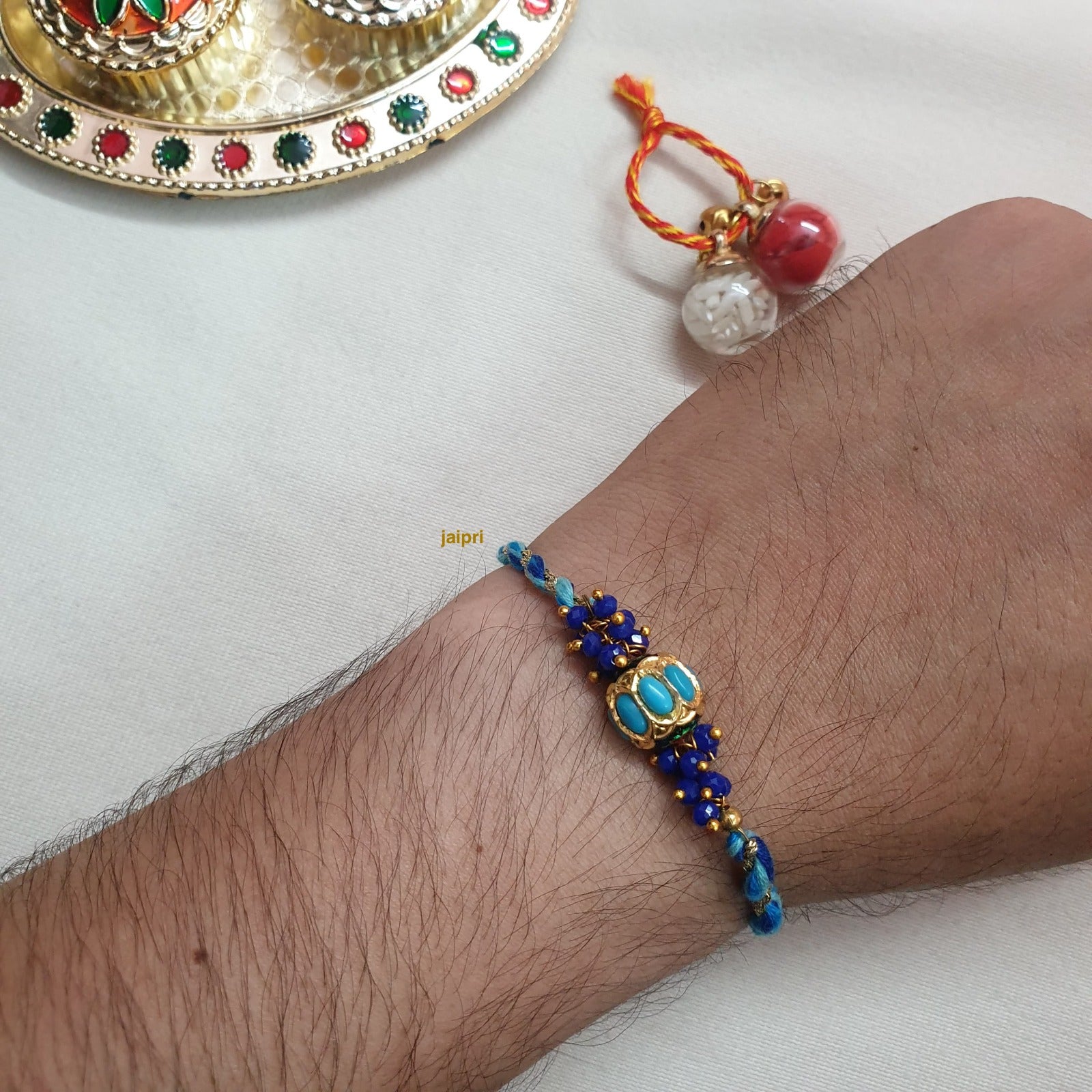 Blue Jadau Rakhi