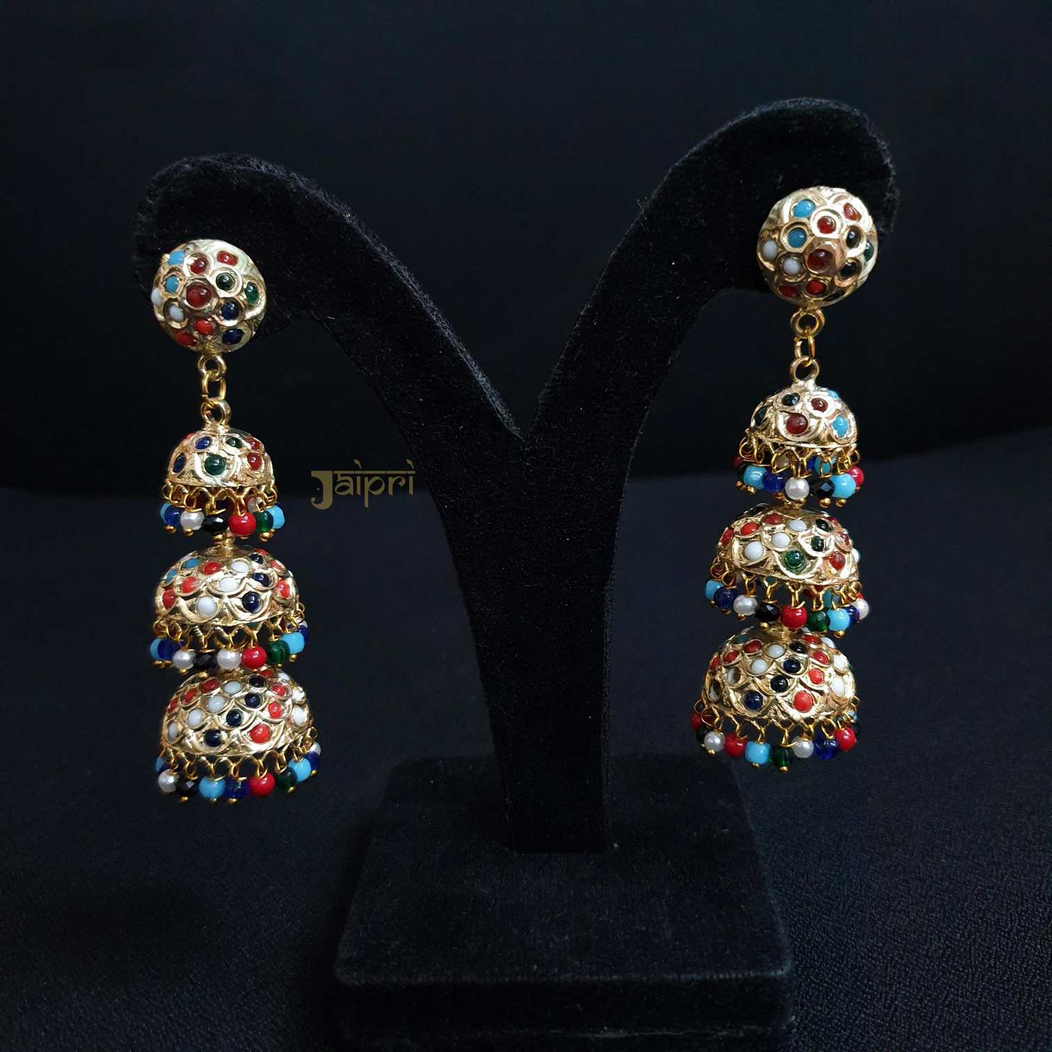 Multicolor Long Jadau Jhumki Earrings