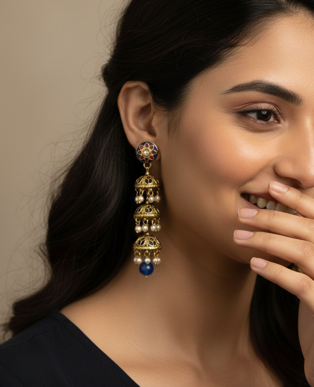 Blue Floral Earrings