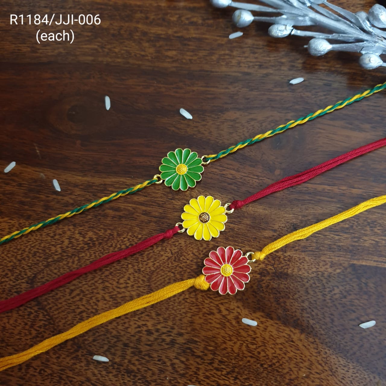 Flower Meenakari Rakhi For Rakshabandhan (Pack Of Three)