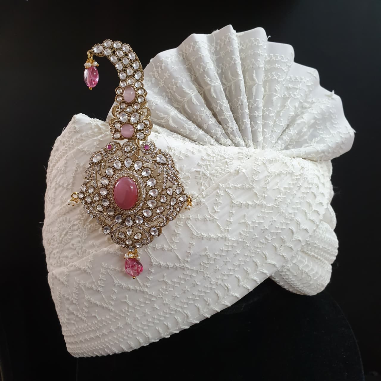 Pink Stone Inspired Kundan Polki Premium Kilangi For Wedding