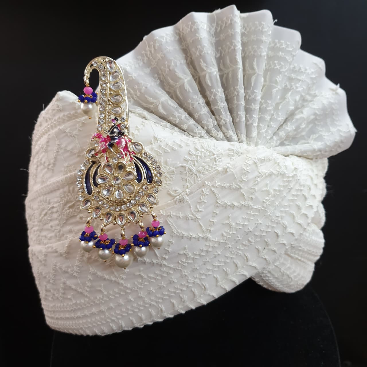 Blue Pink Stone Kundan Horse Kilangi For Wedding