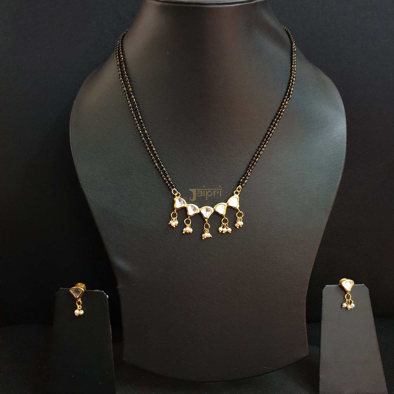 22k Gold Plated Kundan Mangalsutra With Earrings