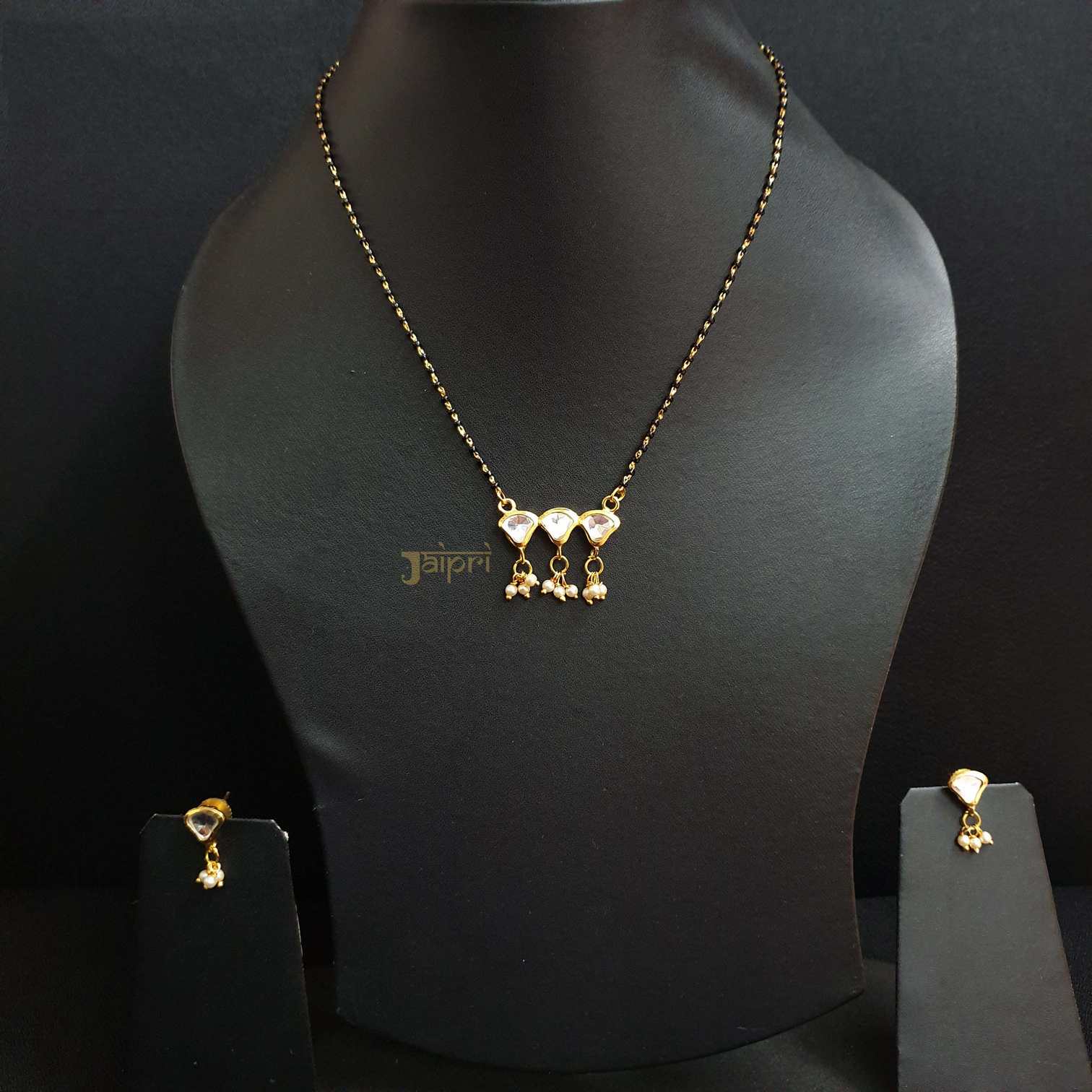 22k Gold Plated Kundan Mangalsutra With Earrings