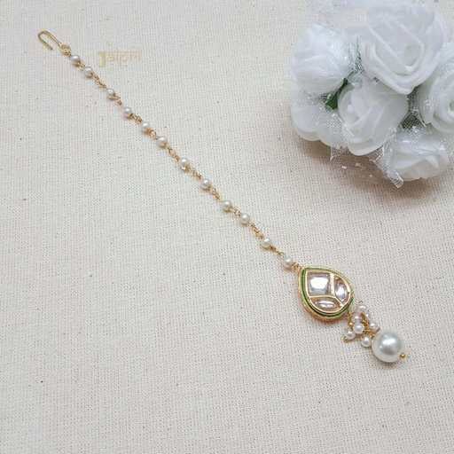 Adorable Tear-Drop Design & Pearl Stone Maang Tikka