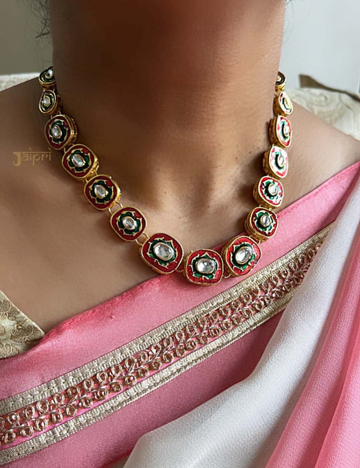 Delicate Meenakari Necklace With Earrings
