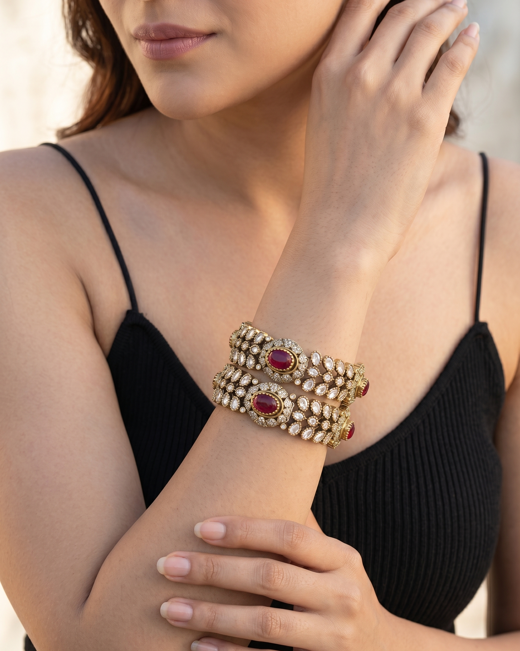 Himani Red Polki Bangles - Set of 2