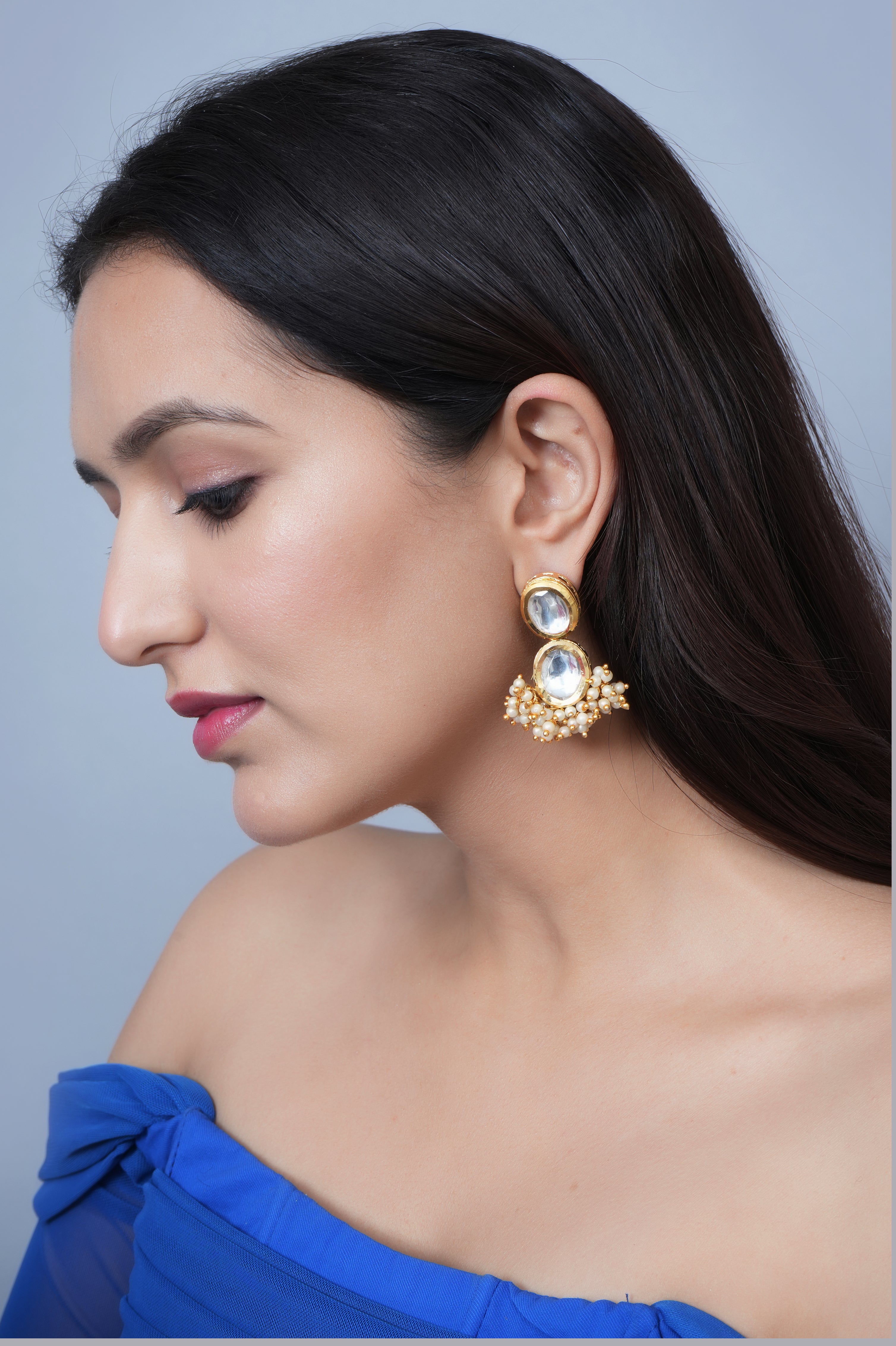 Kundan Stone Pearl Earrings