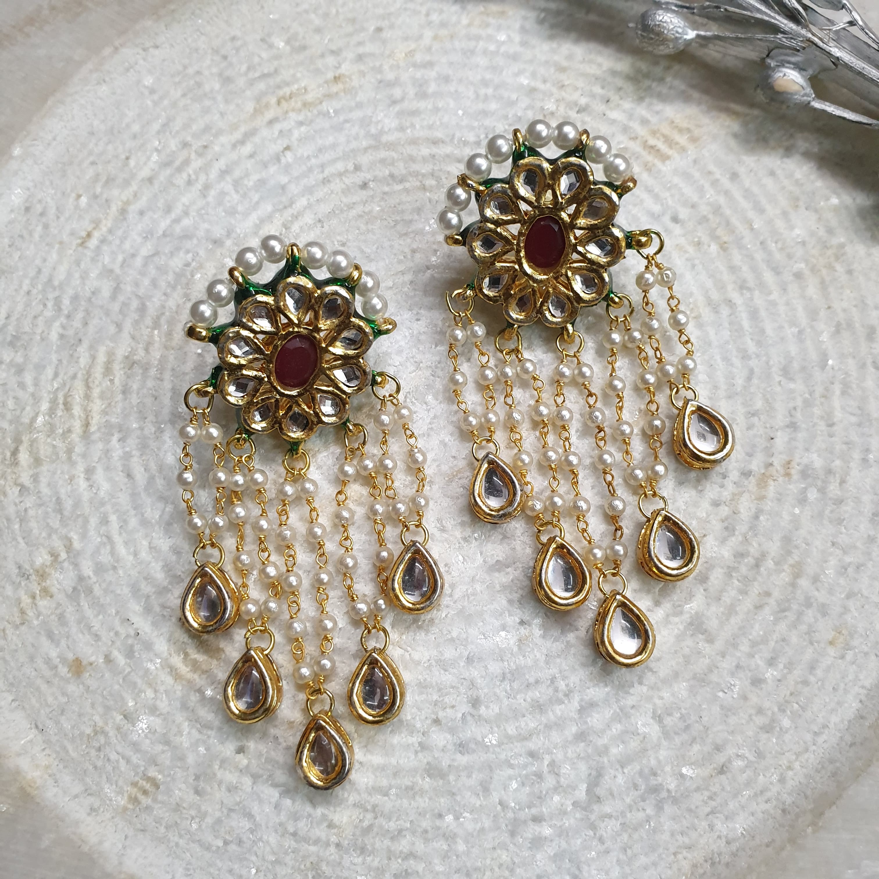 Kundan Beaded Dangle Earrings