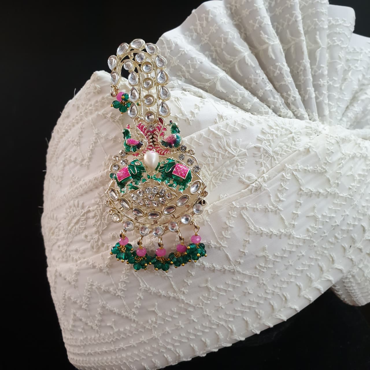 Green Kundan Elephant Kilangi For Wedding