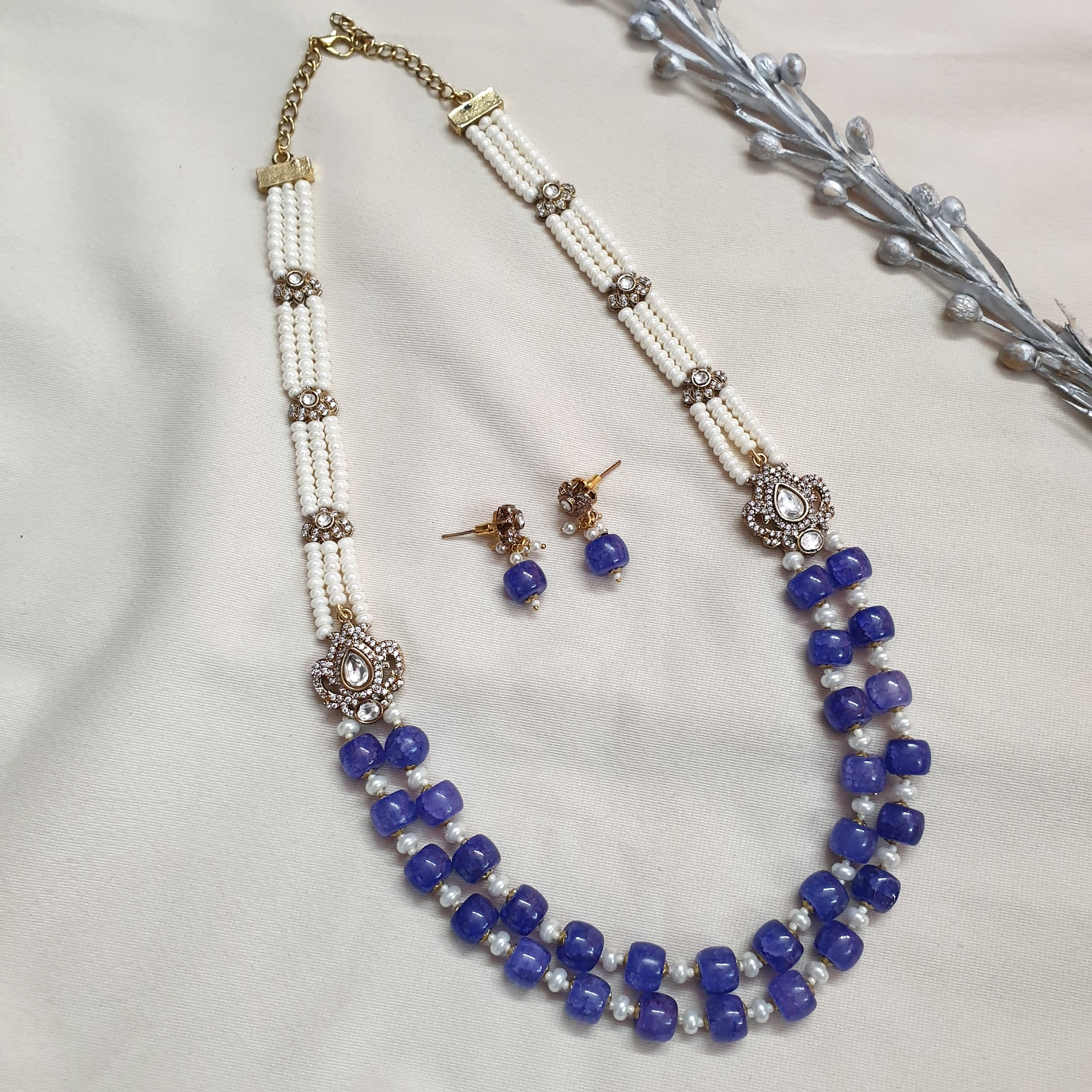 Blue Beaded Kundan Sabyasachi Inspired Necklace