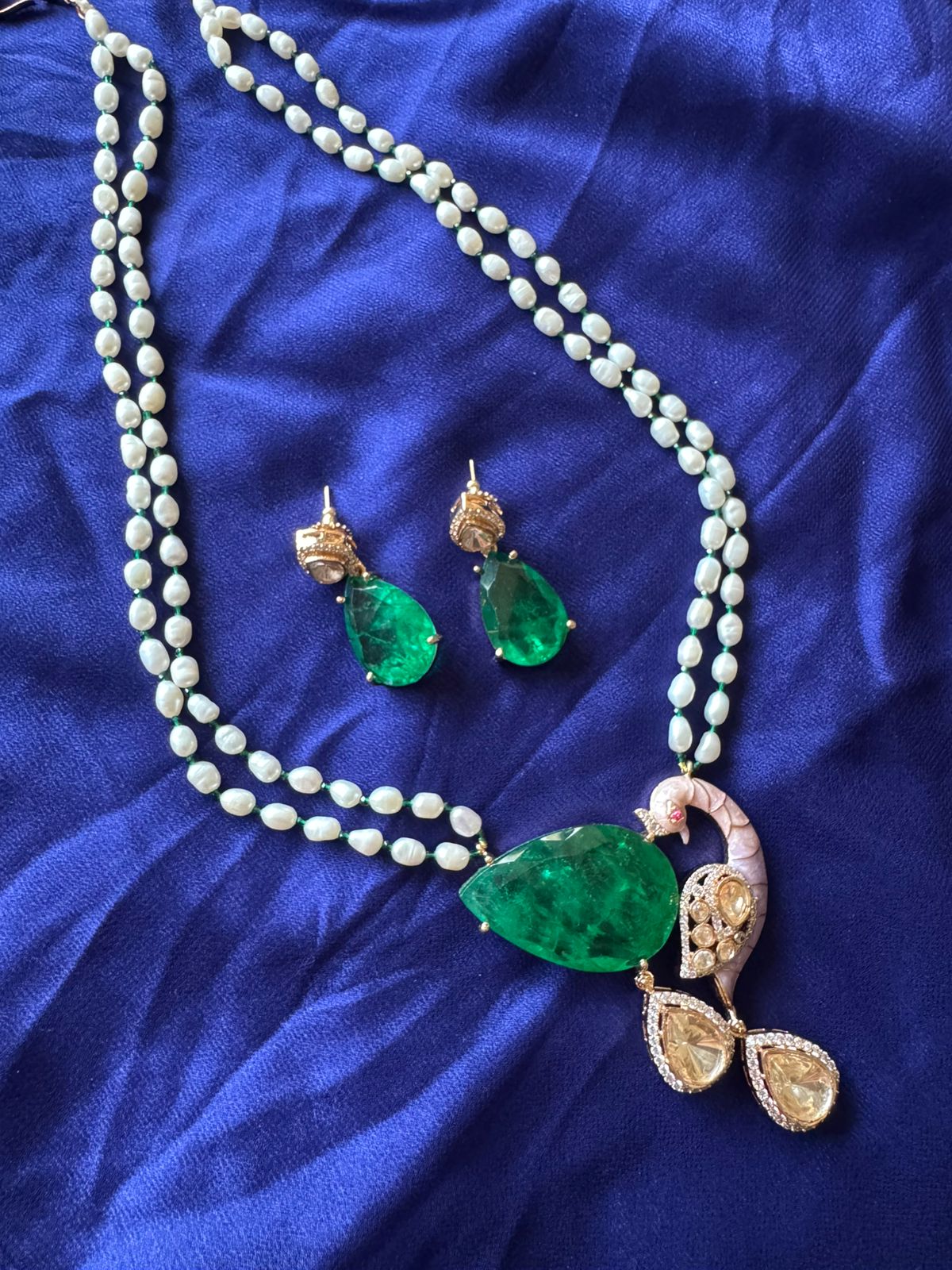 Kundan Polki Peacock Pearl Long Necklace