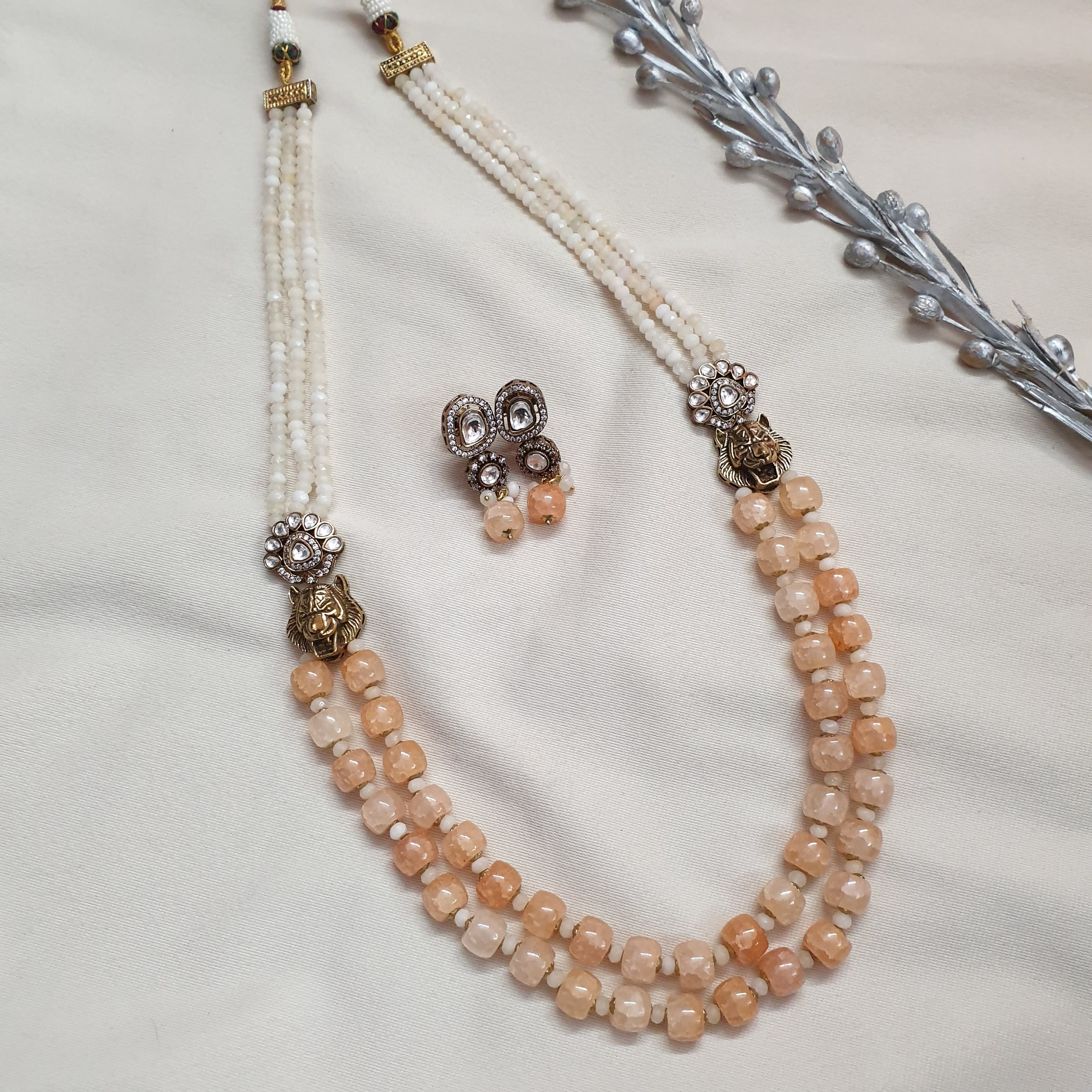 Peach Beaded Kundan Sabyasachi Inspired Necklace