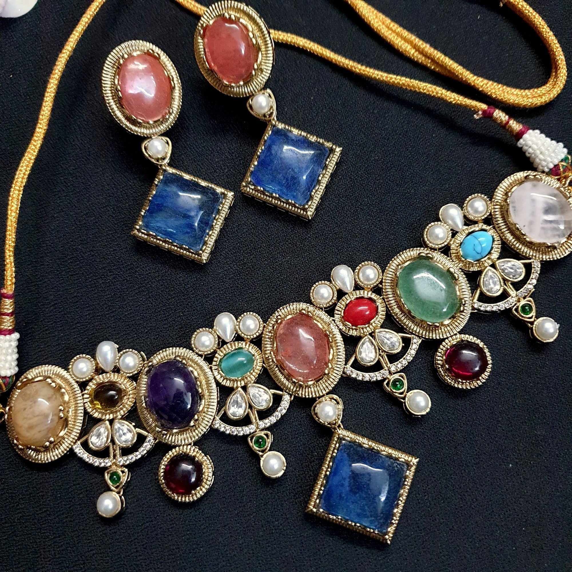 Gold Tone Multi Designer Sabyasachi Inspired Choker Necklace