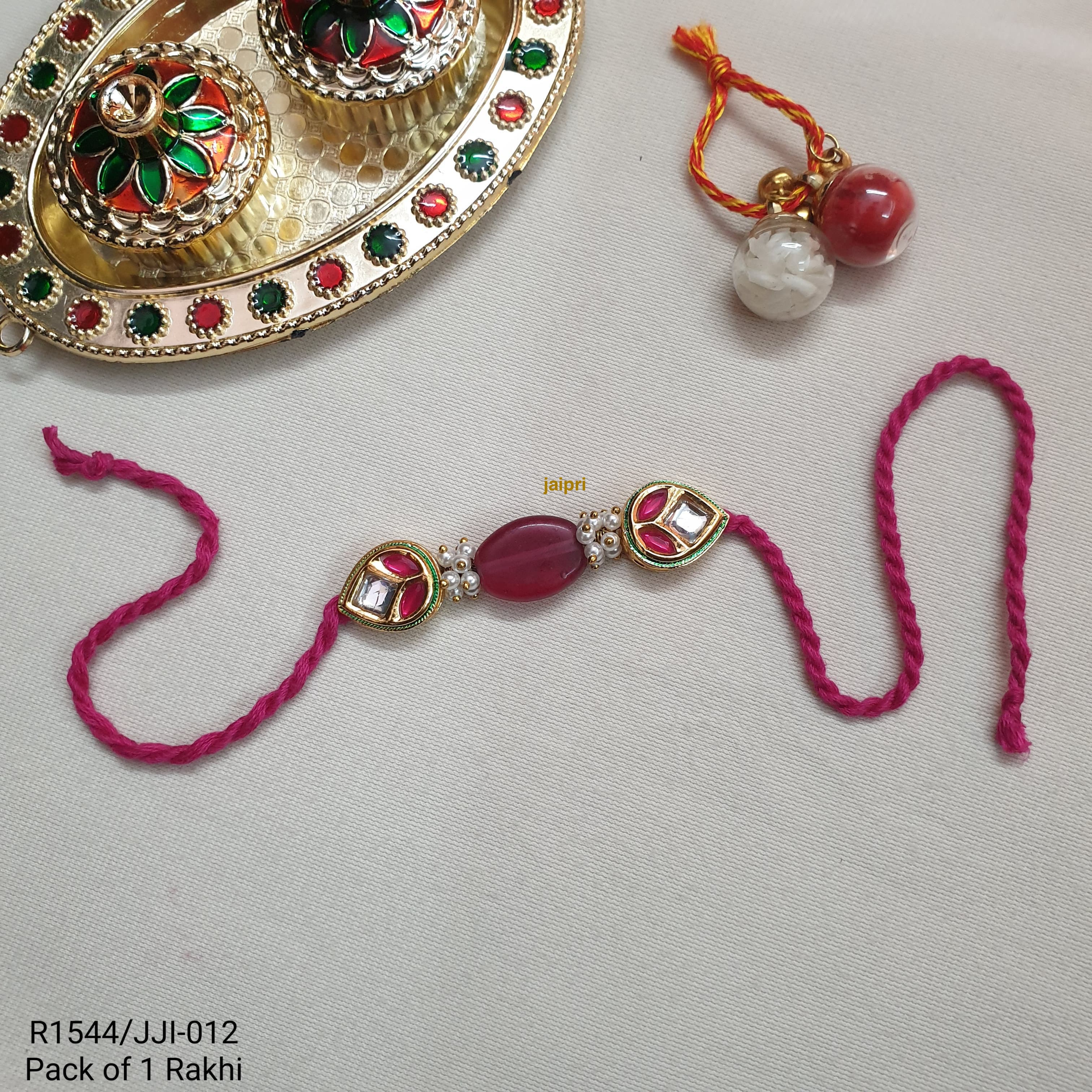 Pink Kundan Stone Rakhi