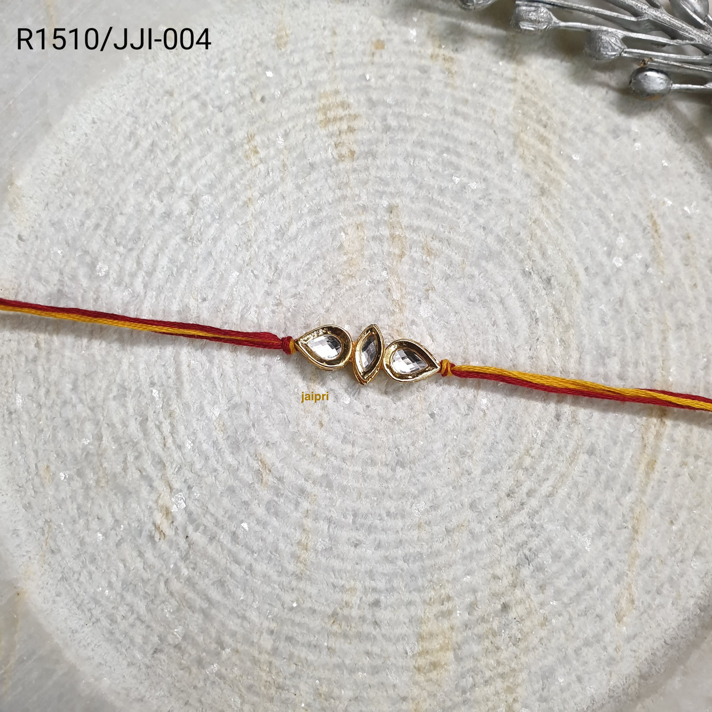 Kundan Three Stone Rakhi