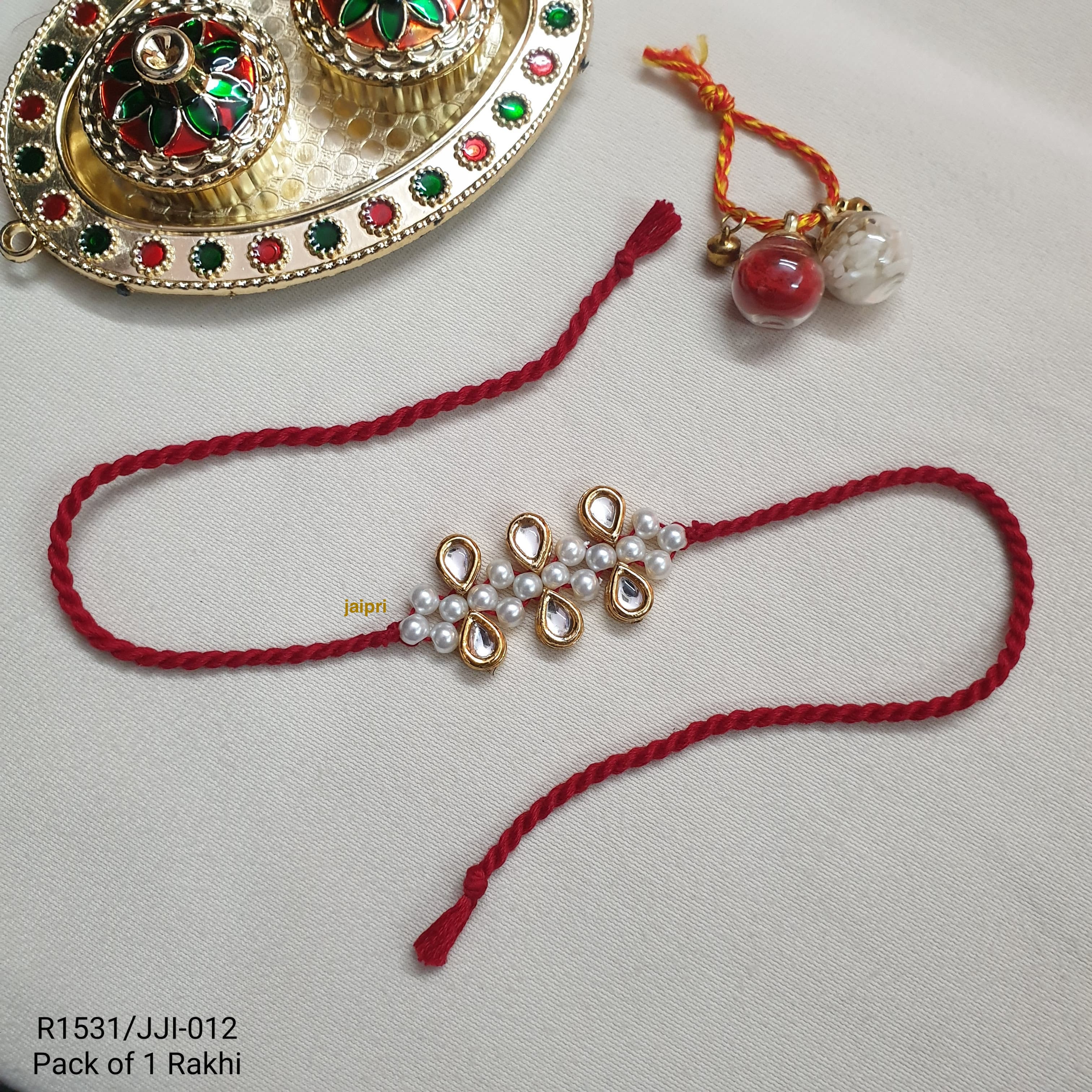 Pearl Beaded Kundan Rakhi
