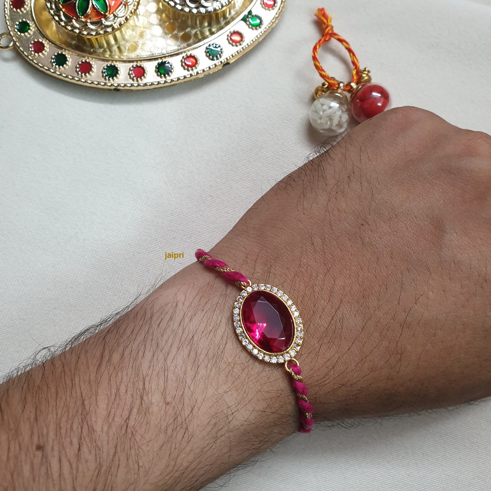 Pink Stone Rakhi