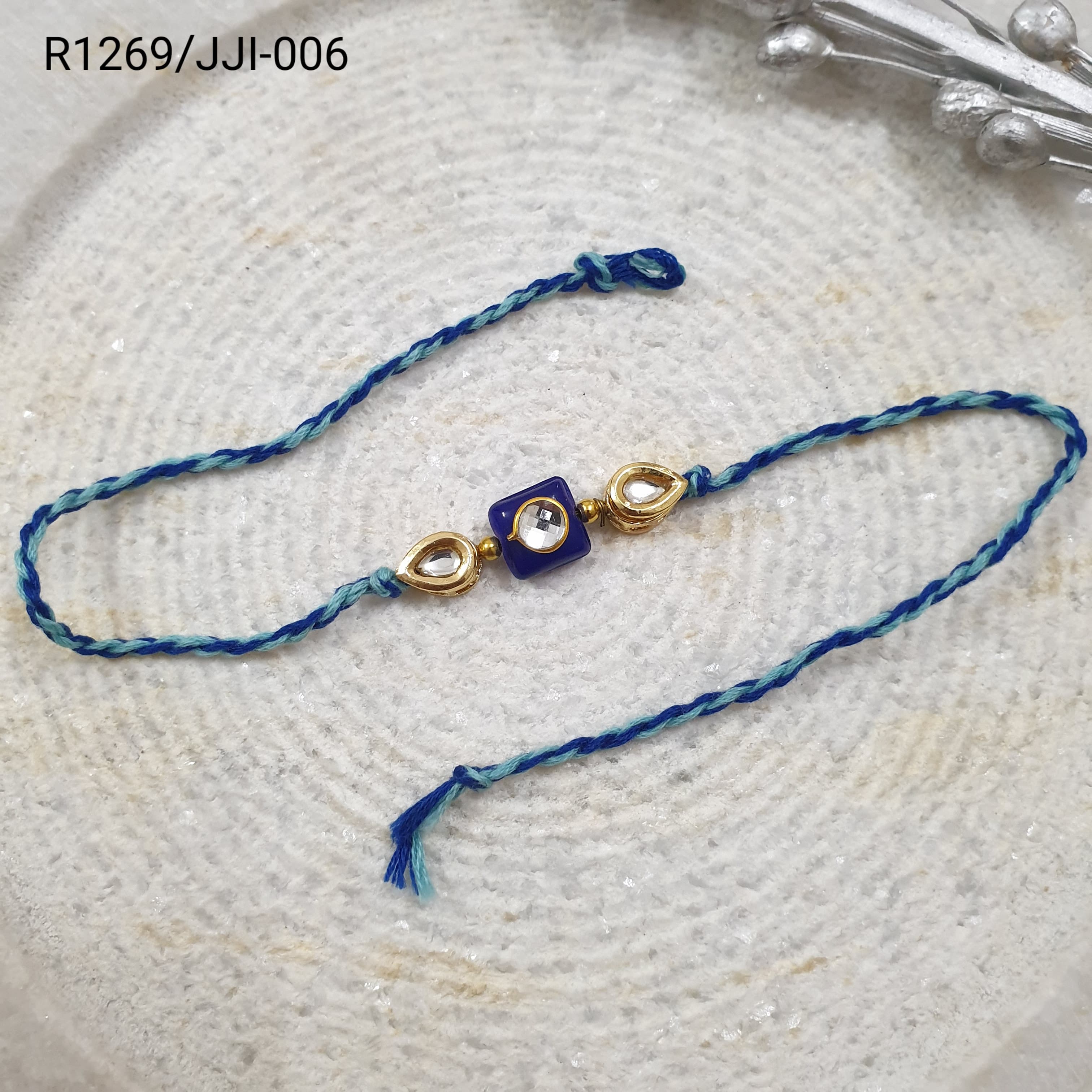 Blue Stone Kundan Rakhi
