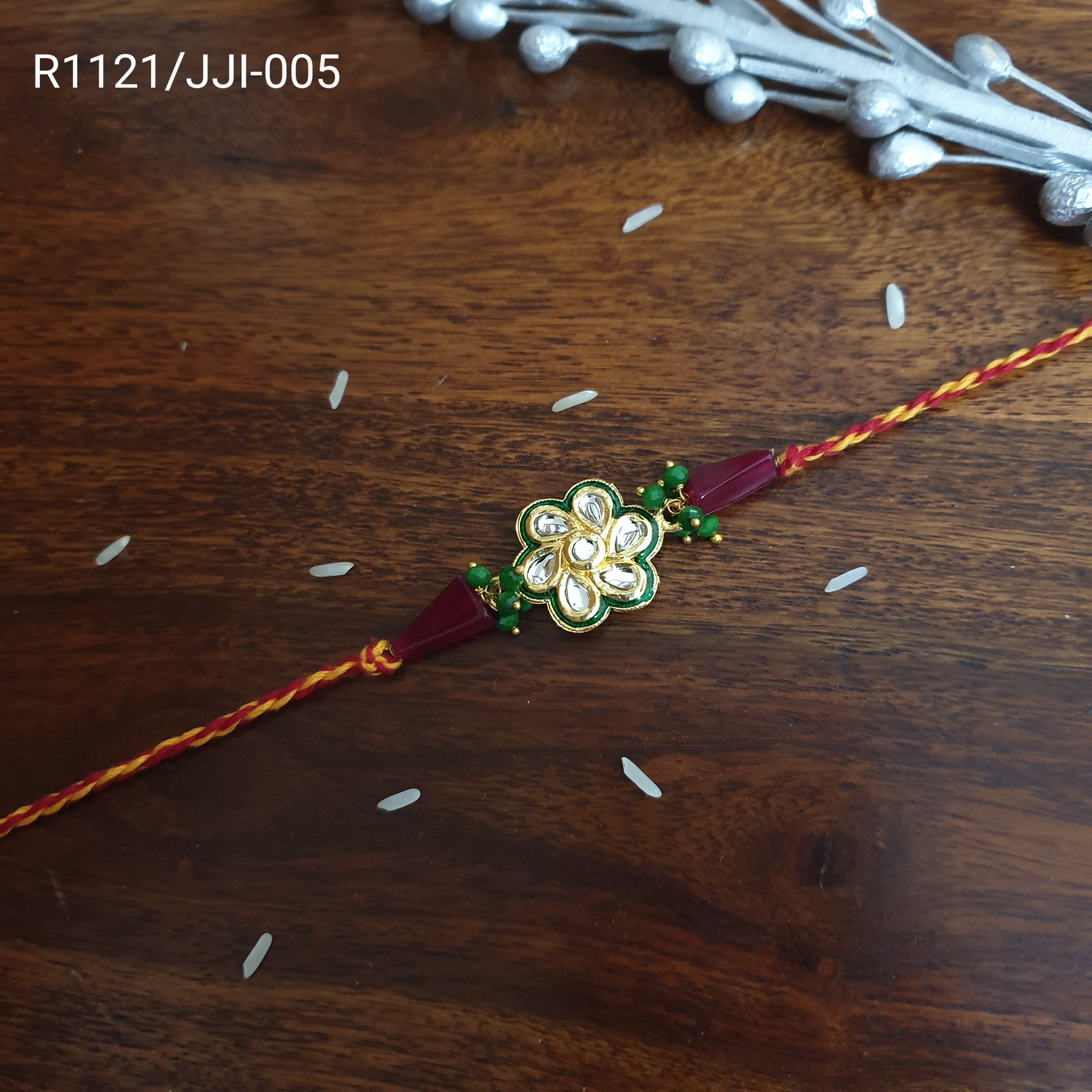 Kundan Stone Flower Rakhi