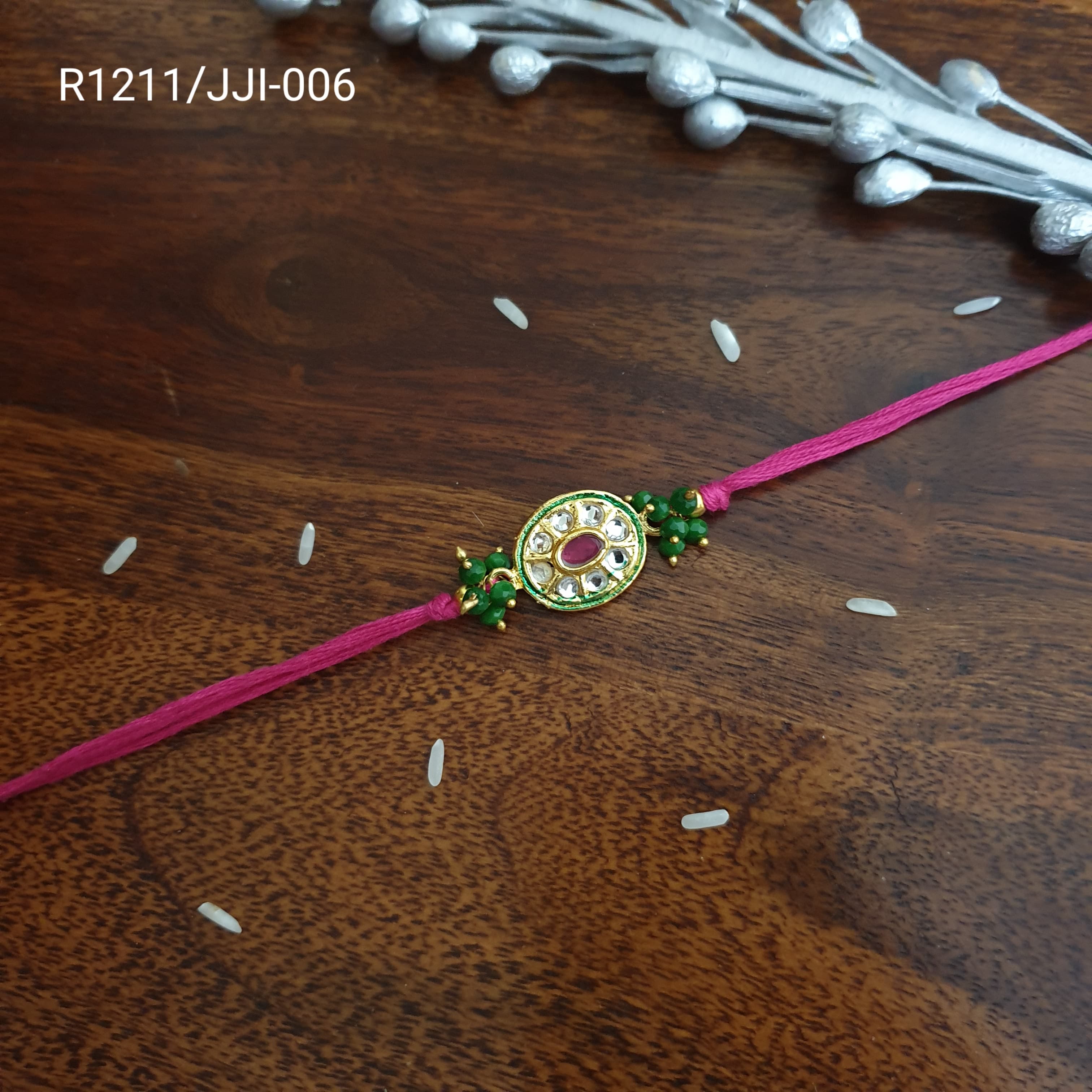 Oval Kundan Stone Rakhi