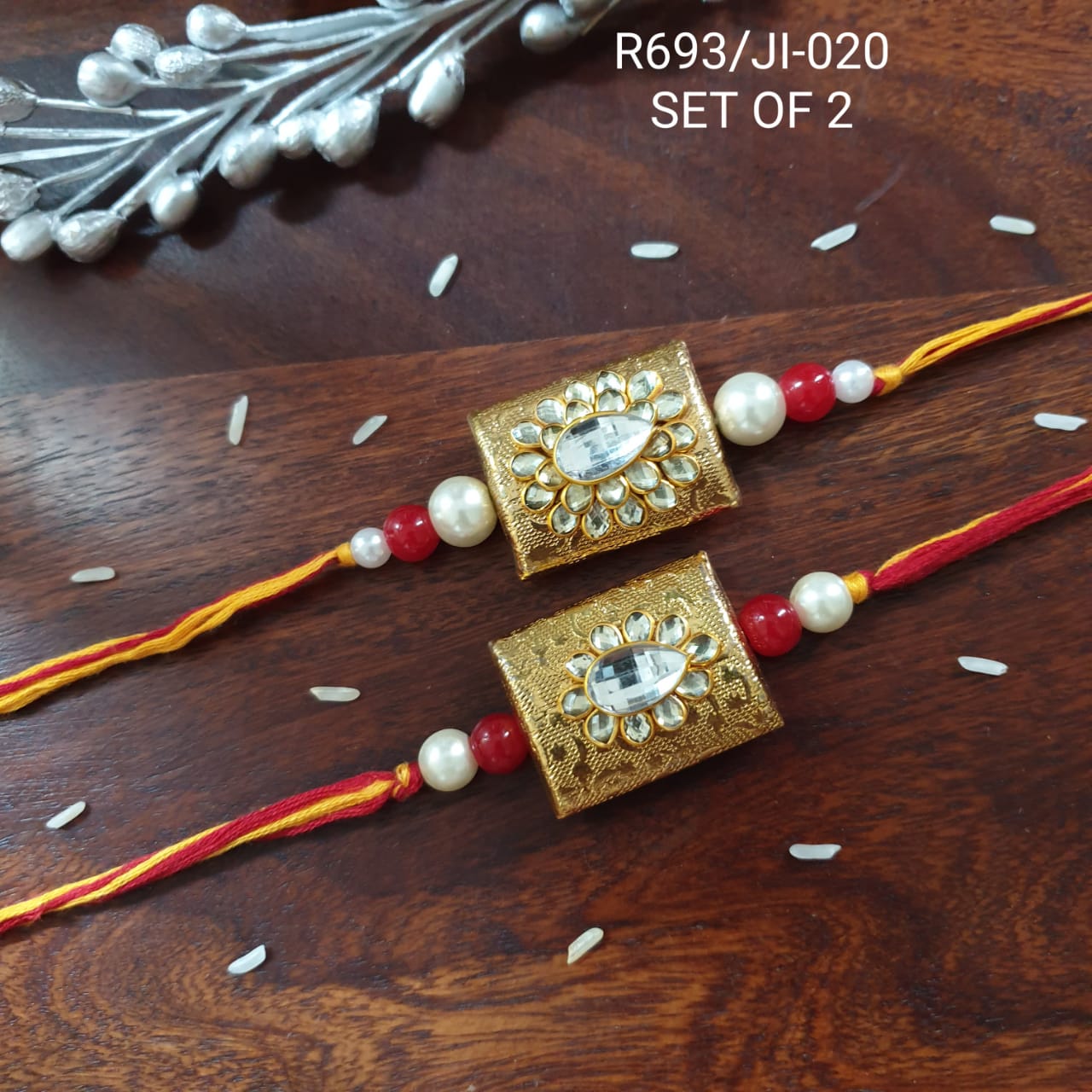 Premium Kundan Rakhi For Brother And Sister (Pack Of Two)