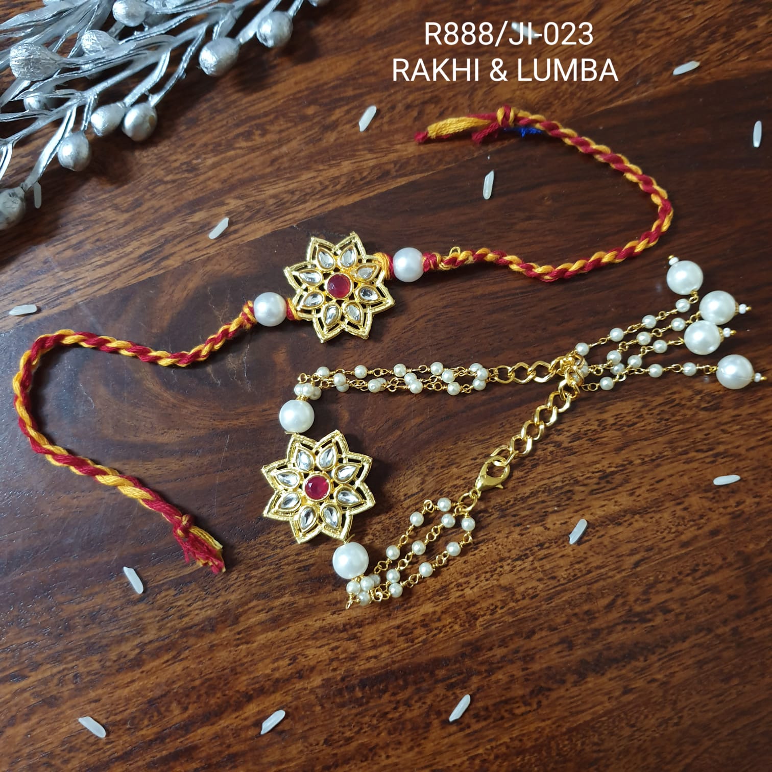 Star Kundan Bhaiya Bhabhi Rakhi Set