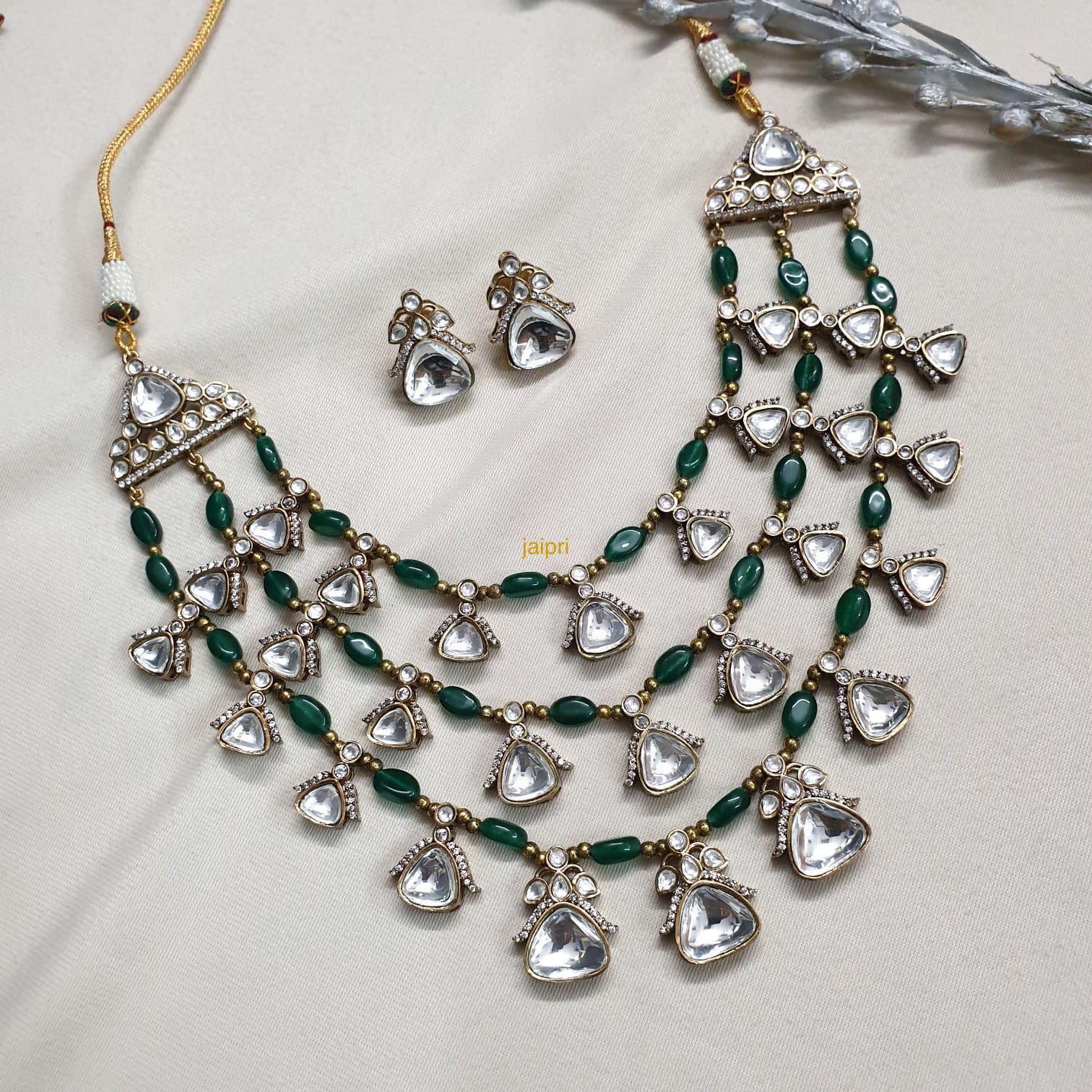 Three Layered Kundan Polki Necklace