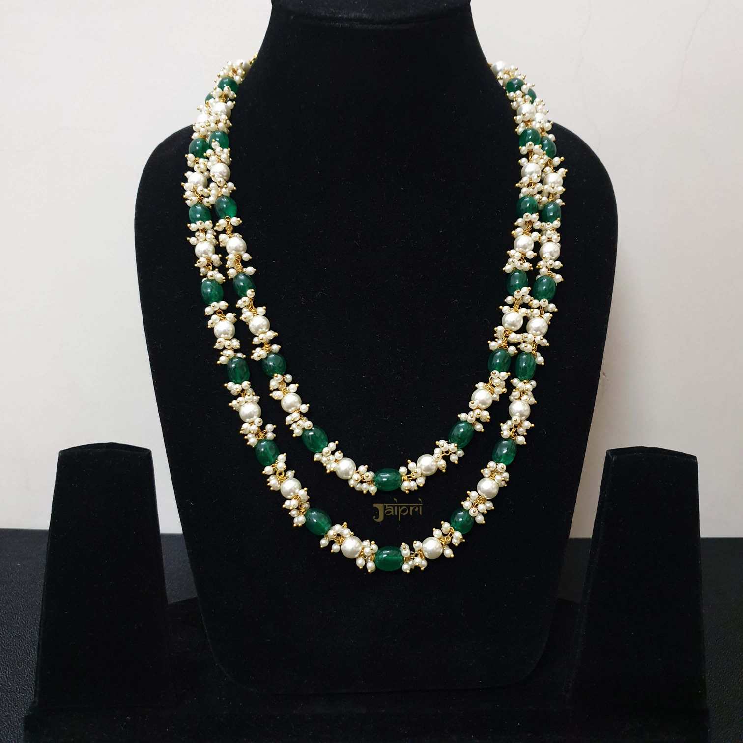 Stone and Pearl Beads Long Necklace