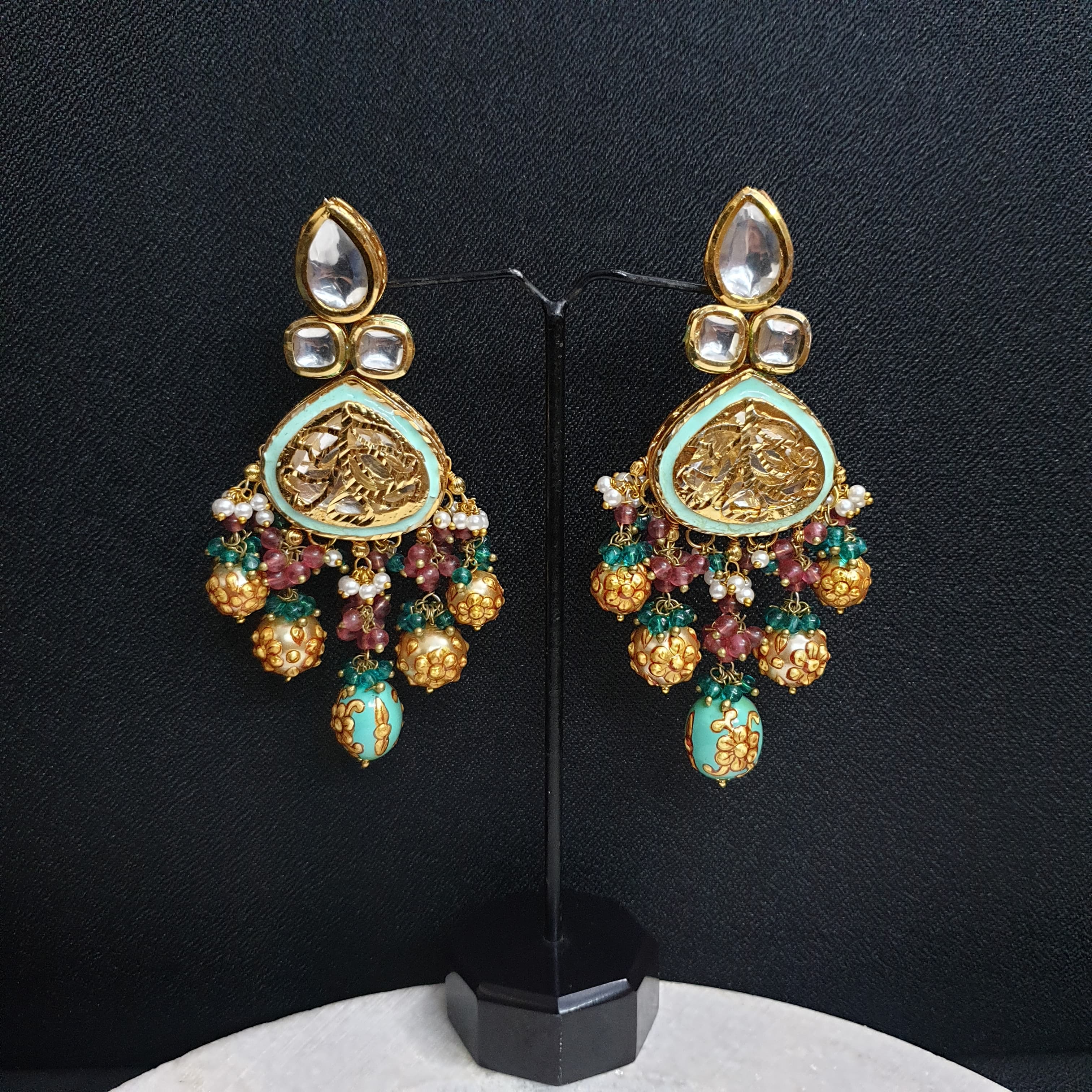 Turquoise Meenakari Earrings