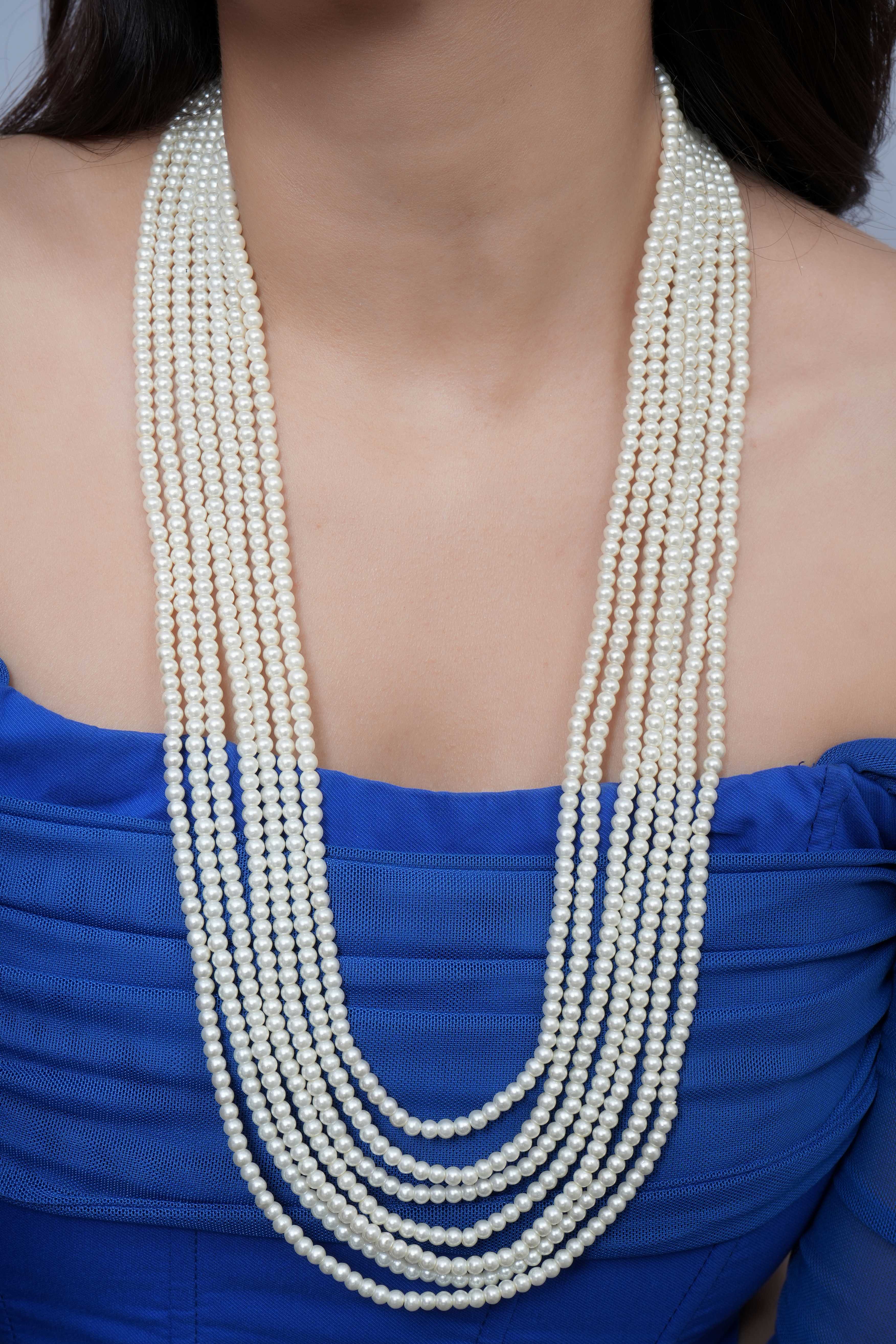 Seven Layered Premium Pearl Beads Long Necklace