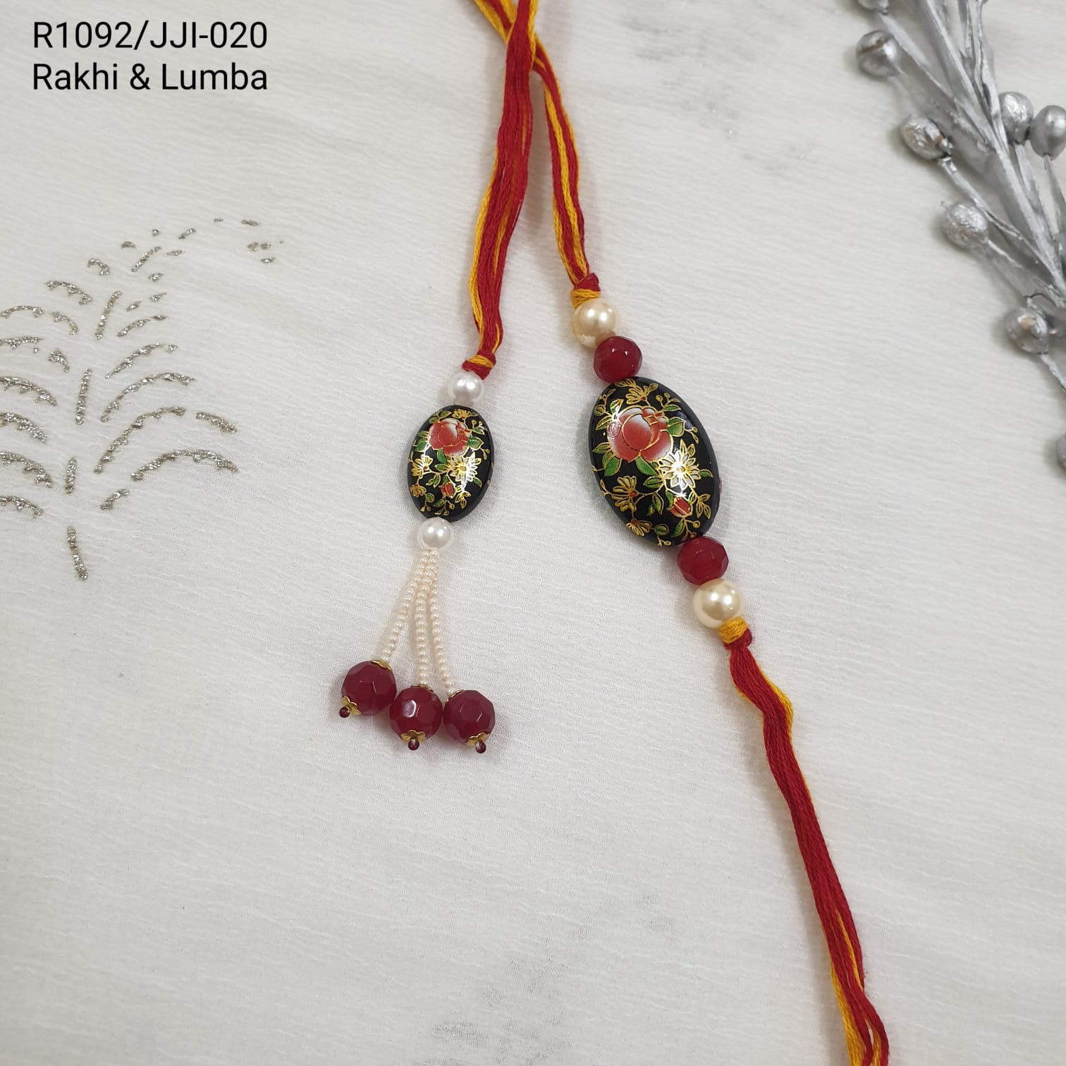 Floral Lumba Rakhi Combo For Bhaiya And Bhabhi